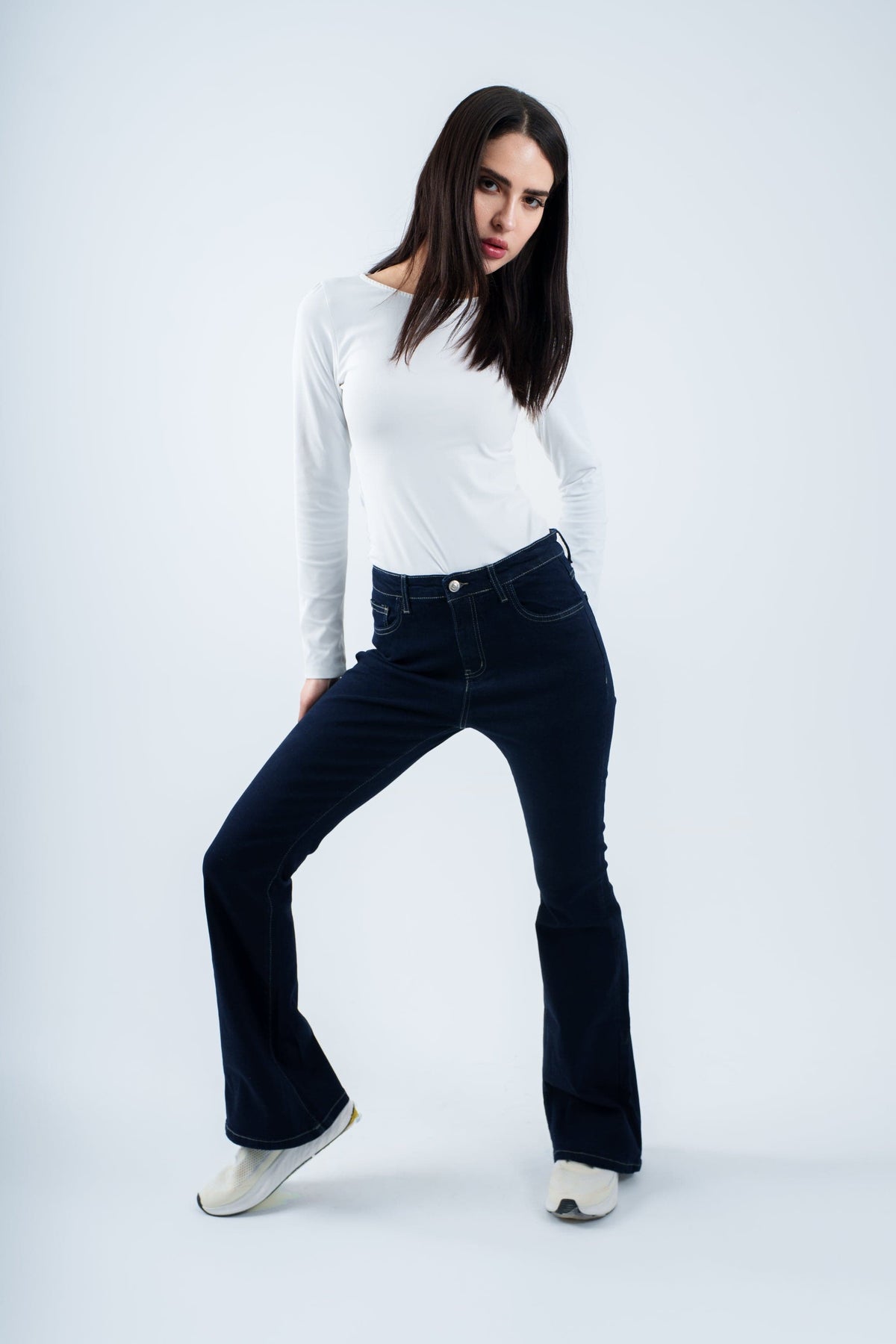 High-Waist Dark Indigo Flare Jeans