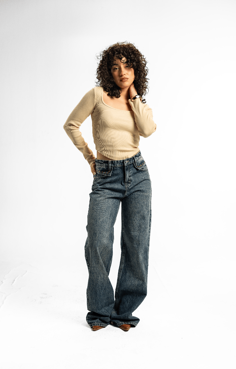 Vintage Wash High-Waist Jeans