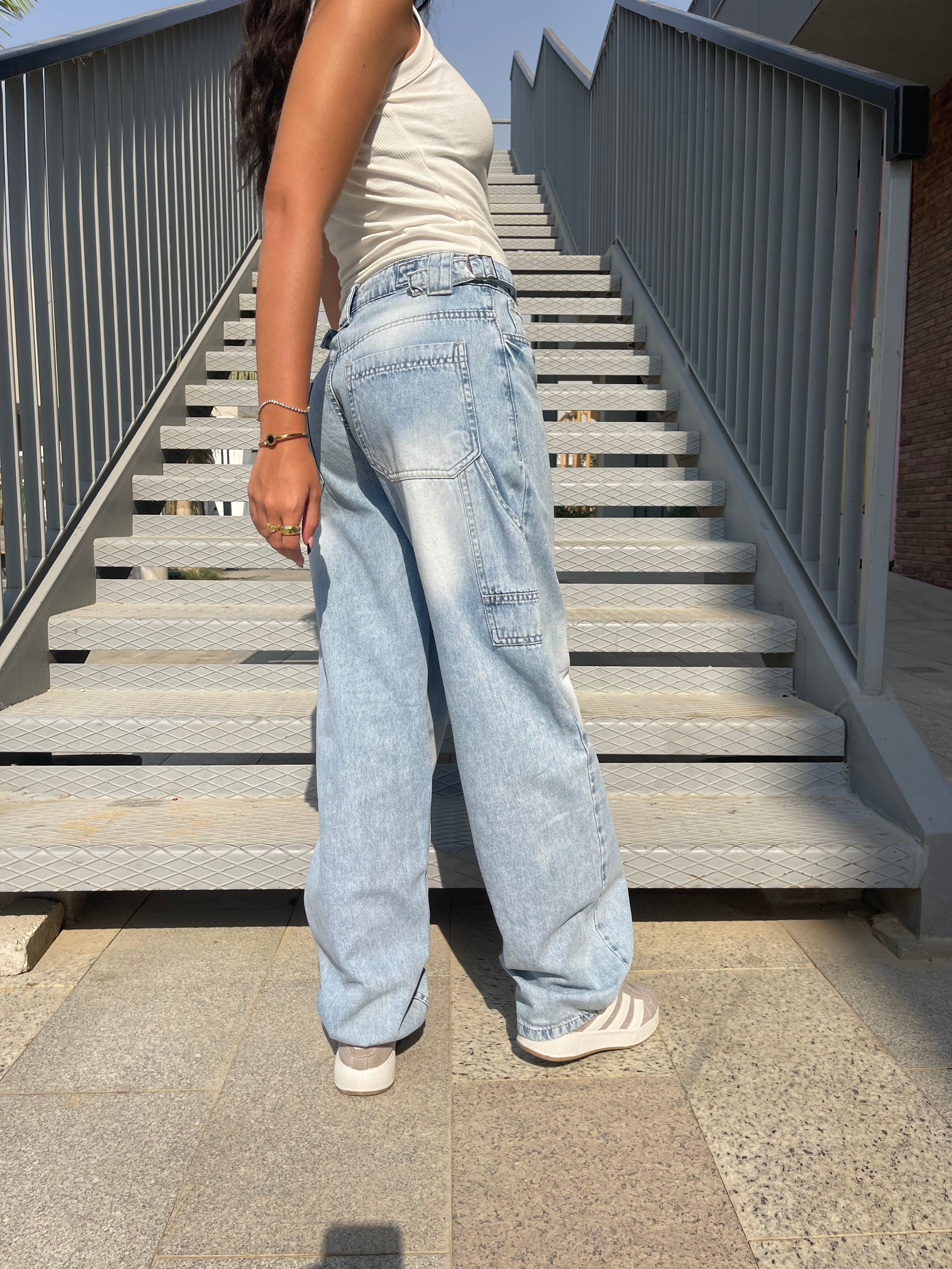 High-Waist Light Wash Skater Jeans