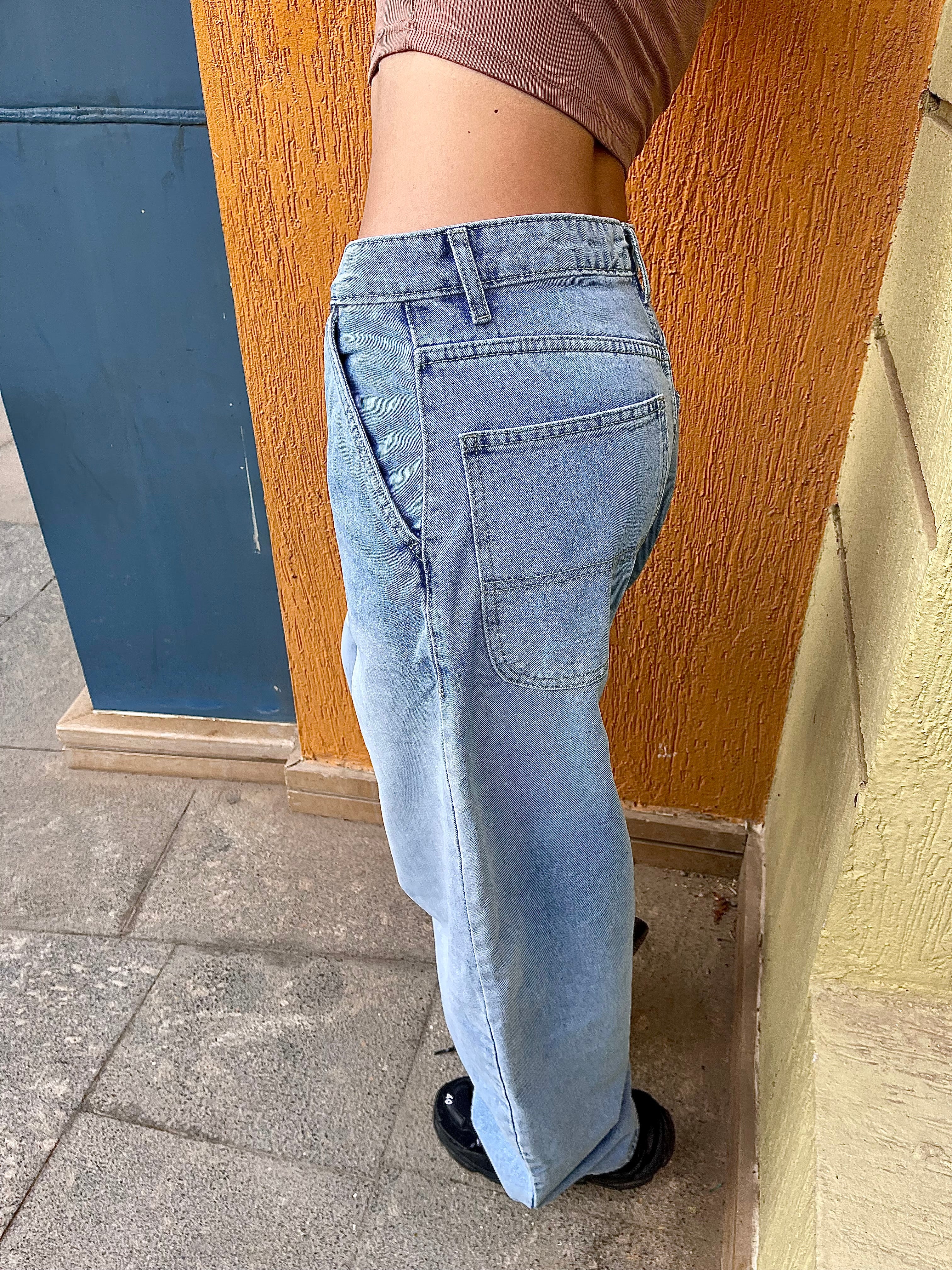 High-Waist Light Wash Balloon Jeans