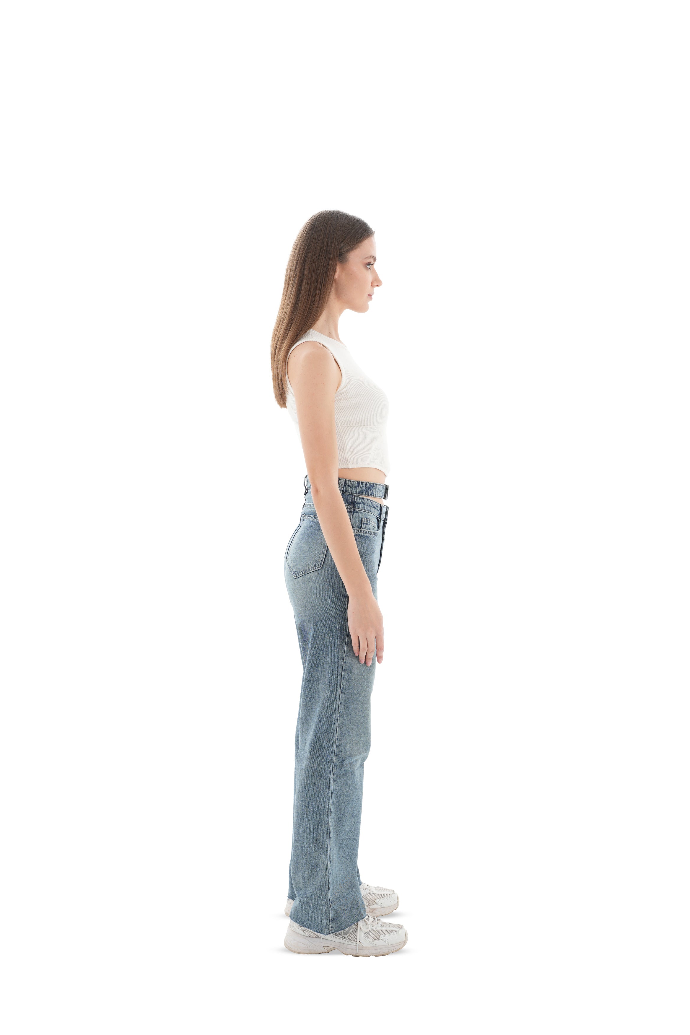 Double-Waist Dark Wash Straight Leg Jeans - Lioroucci