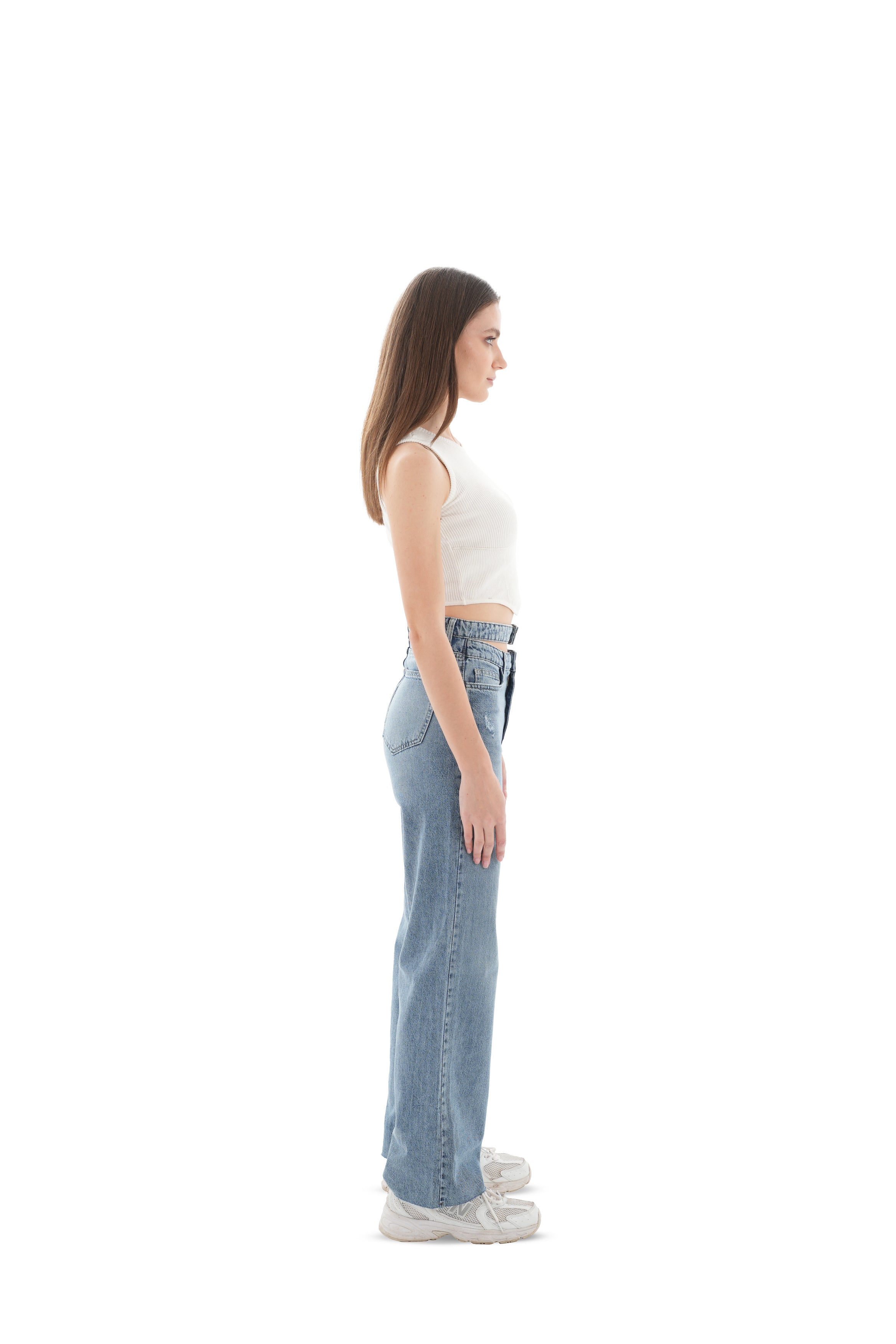 Double-Waist Light Wash Straight Leg Jeans - Lioroucci