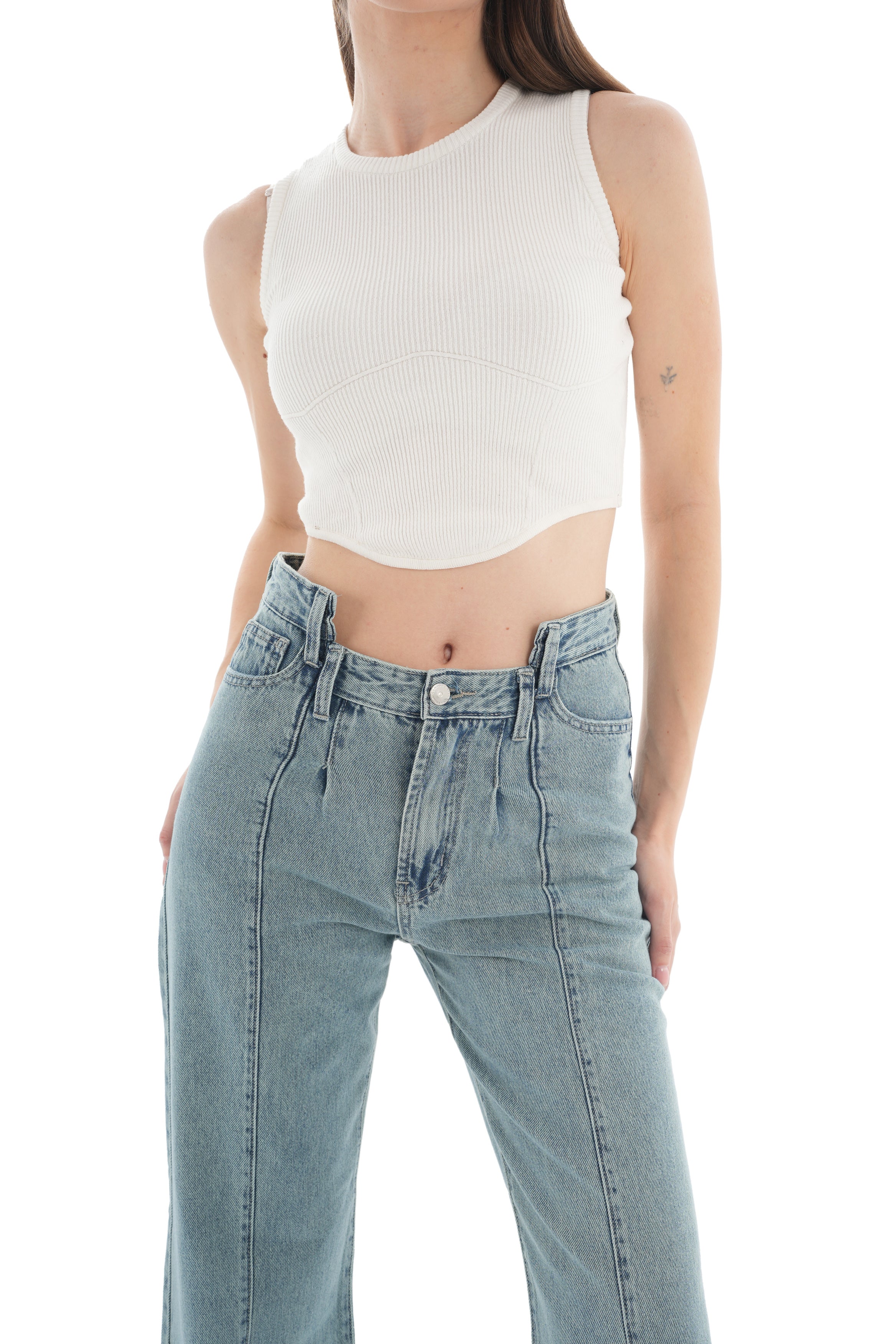 High Waist Acid Wash Straight Leg Jeans