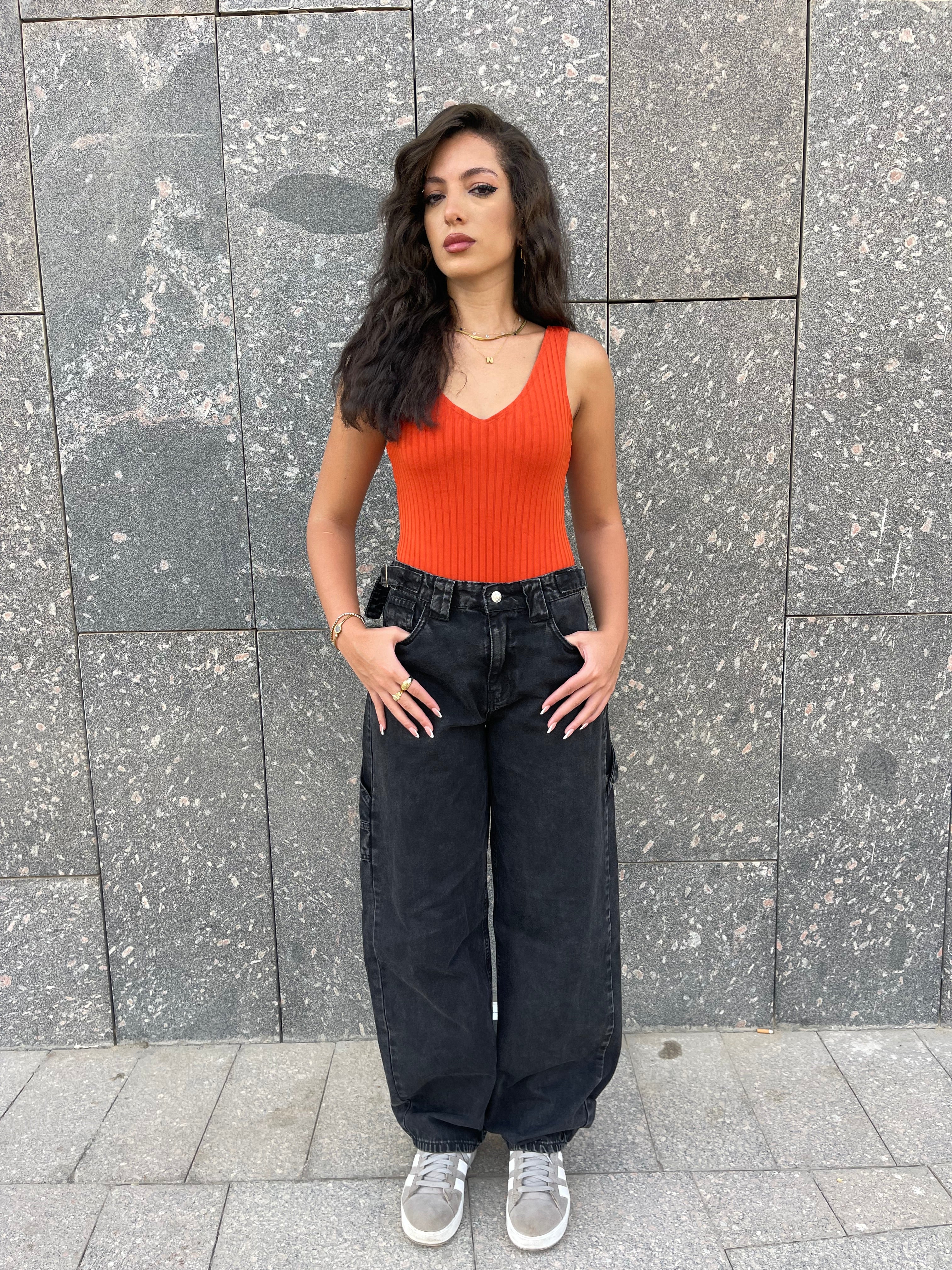 High-Waist Black Skater Jeans