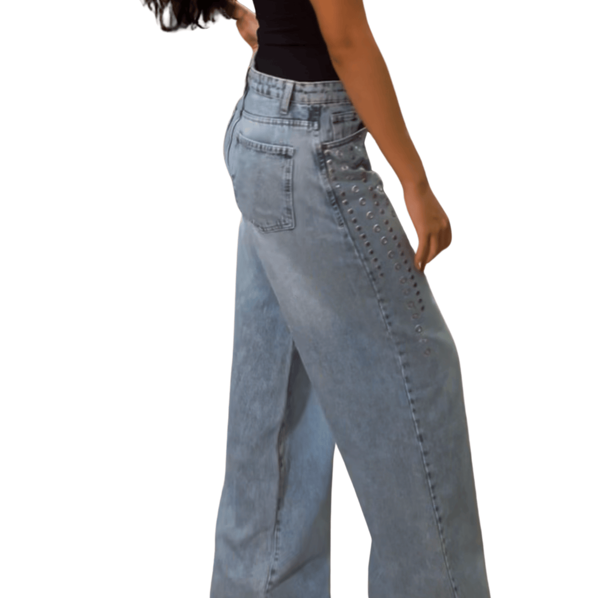 Stud Line Straight-Leg Jeans