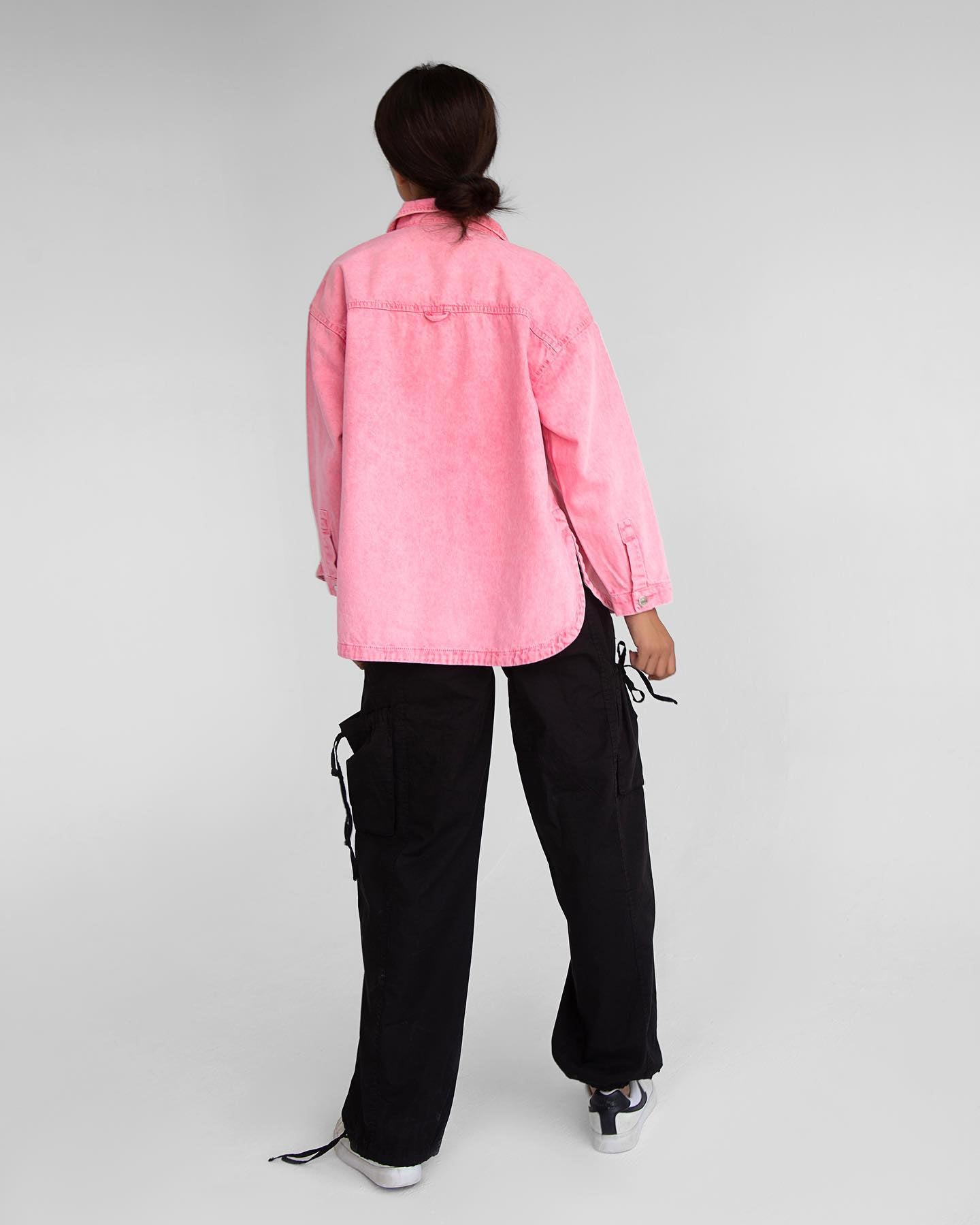 Oversized Hot Pink Denim Overshirt - Lioroucci