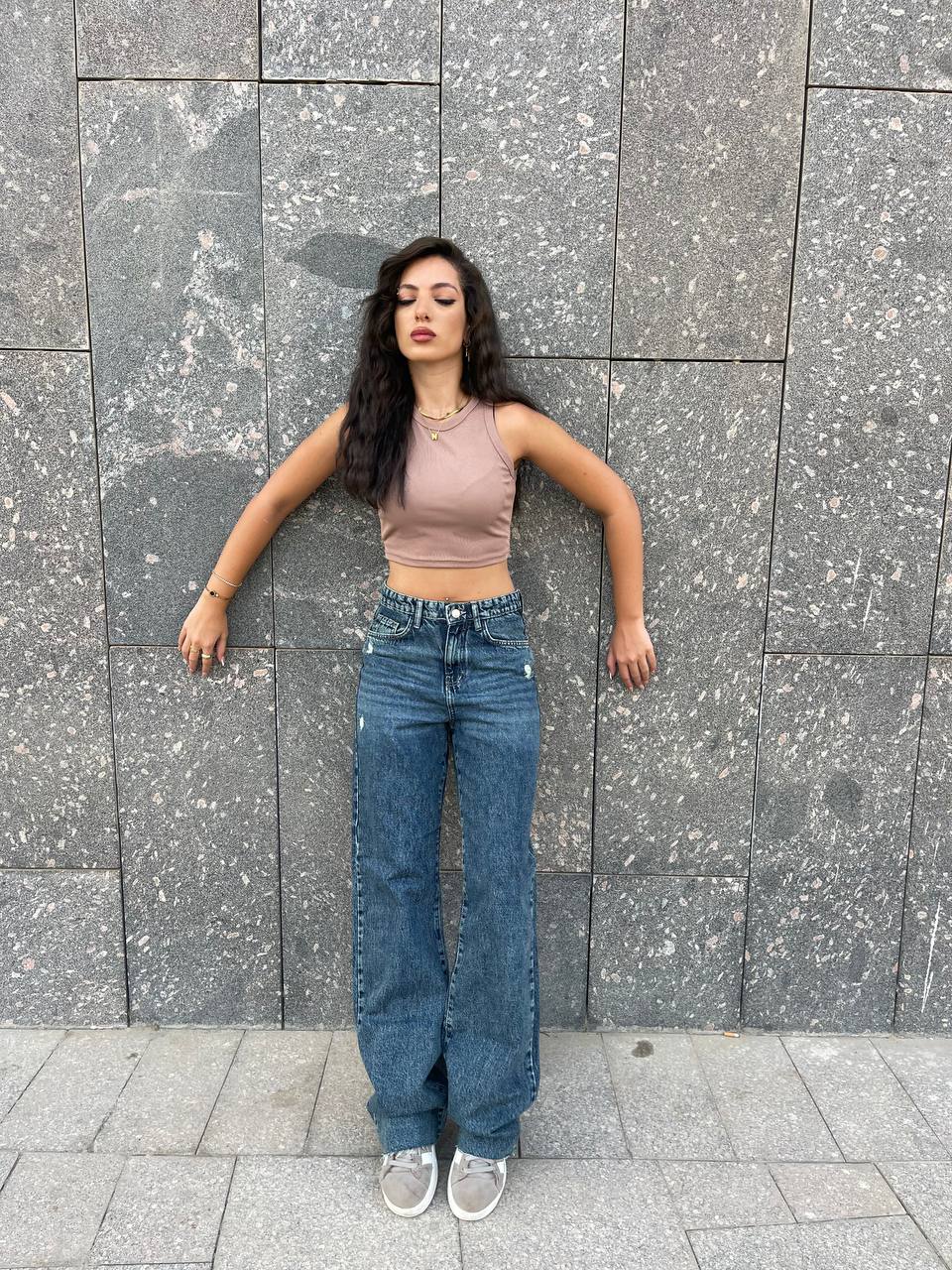 High-Waist Dark Wash Straight Leg Jeans