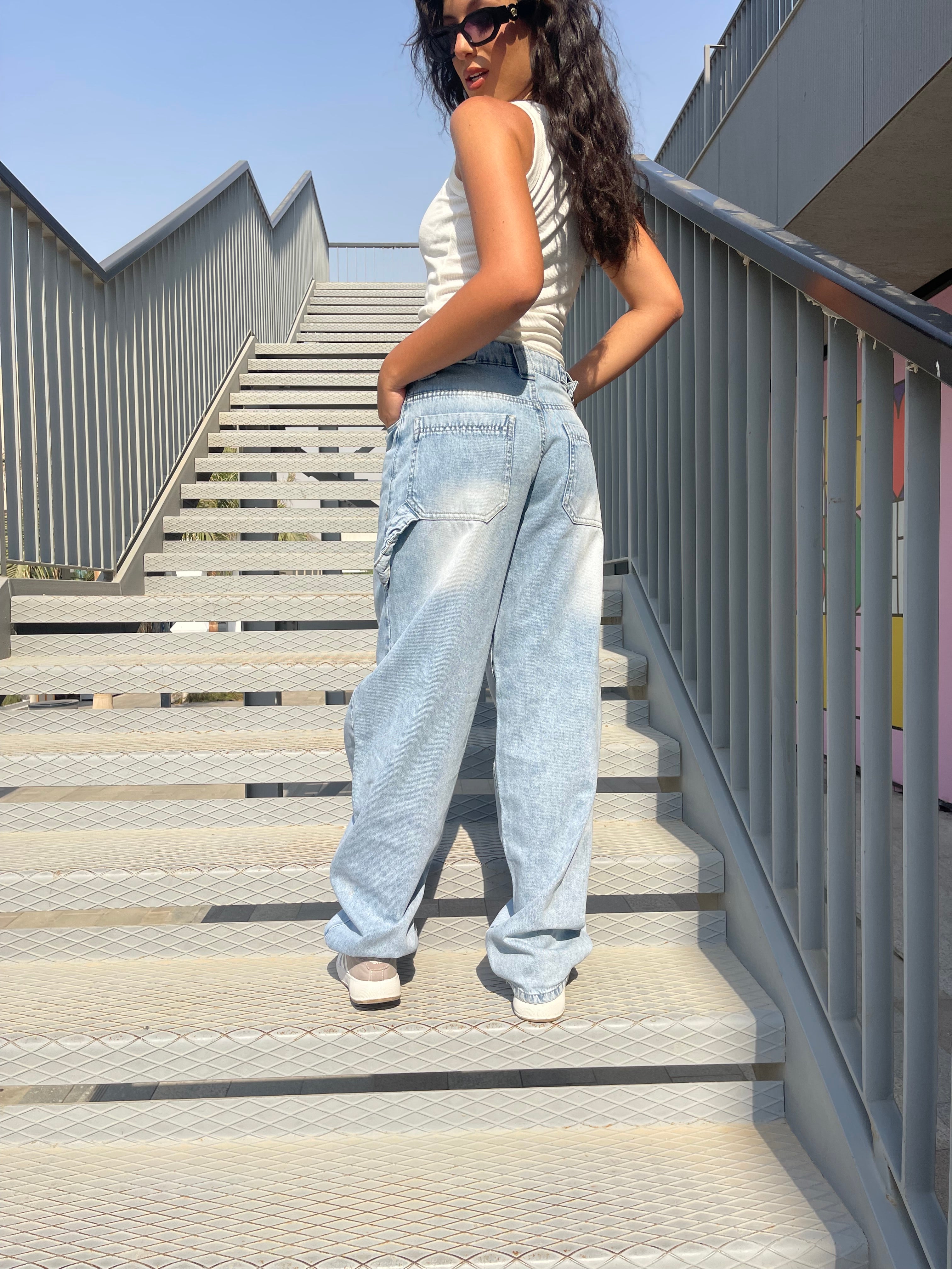 High-Waist Light Wash Skater Jeans