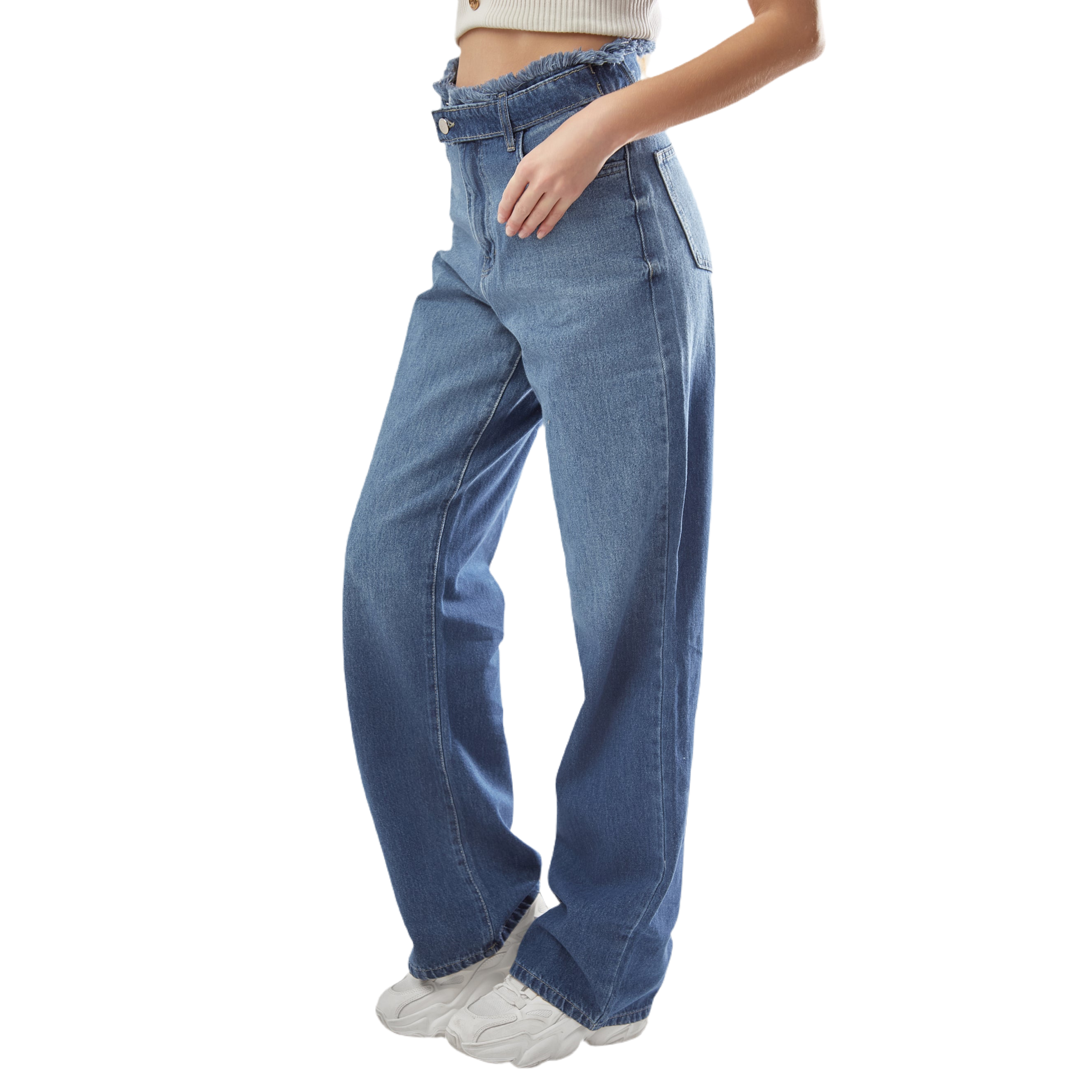 High-Waist Dark Wash Straight Leg Jeans