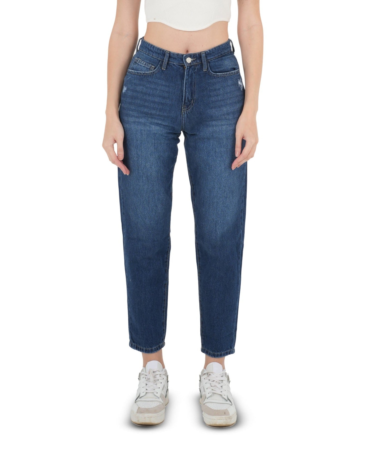 High-Waist Dark Wash Mom Fit Jeans