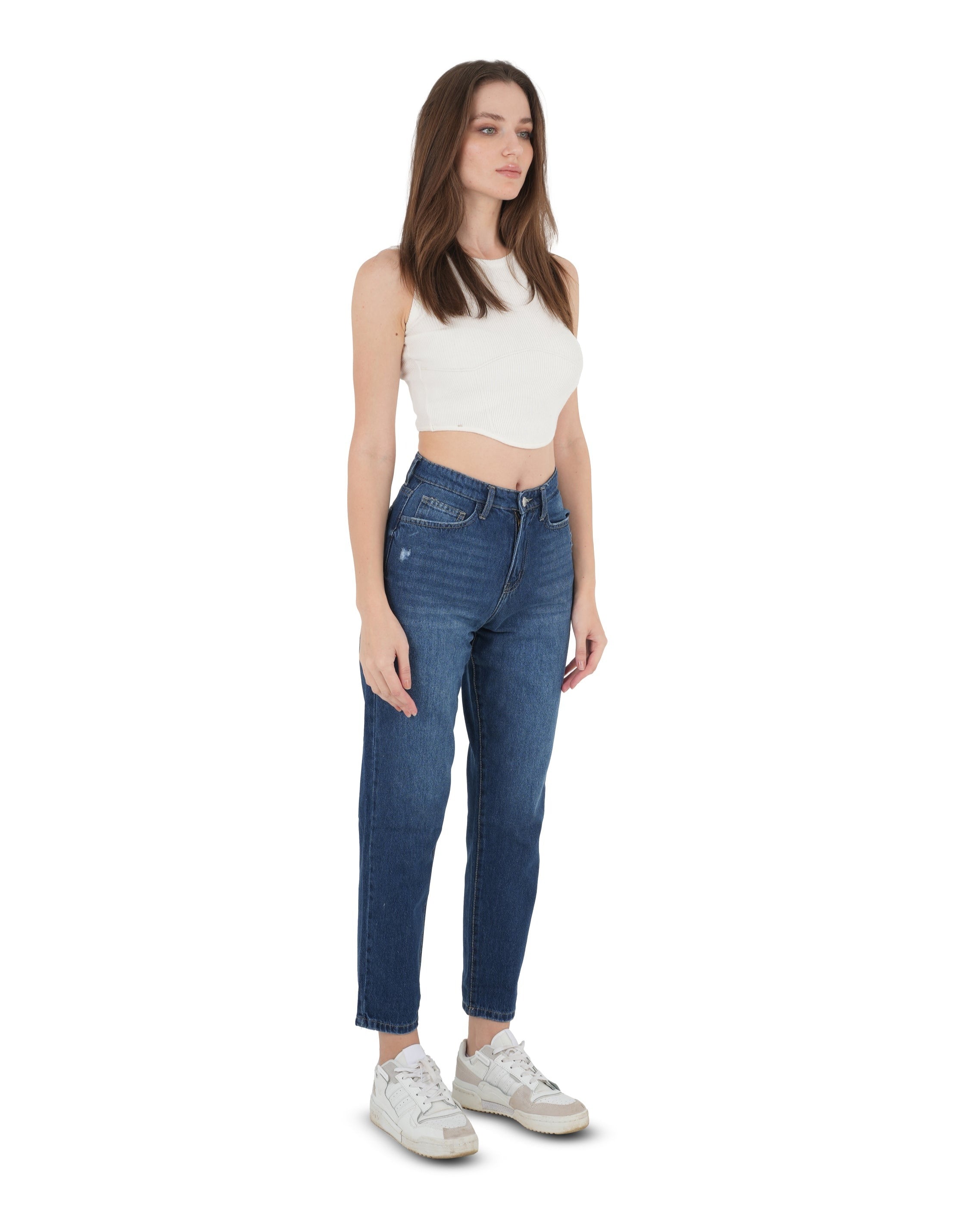 High-Waist Dark Wash Mom Fit Jeans