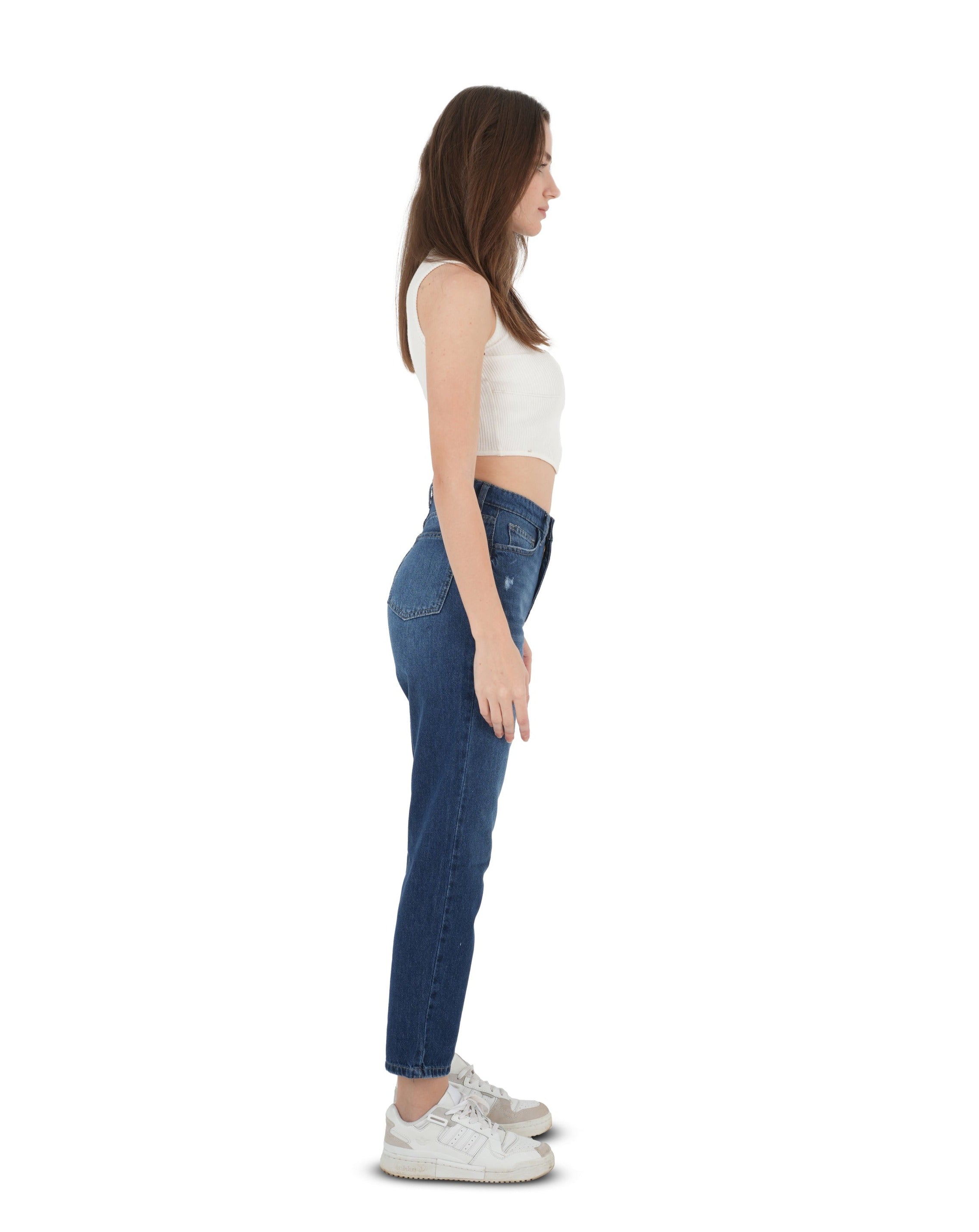 High-Waist Dark Wash Mom Fit Jeans