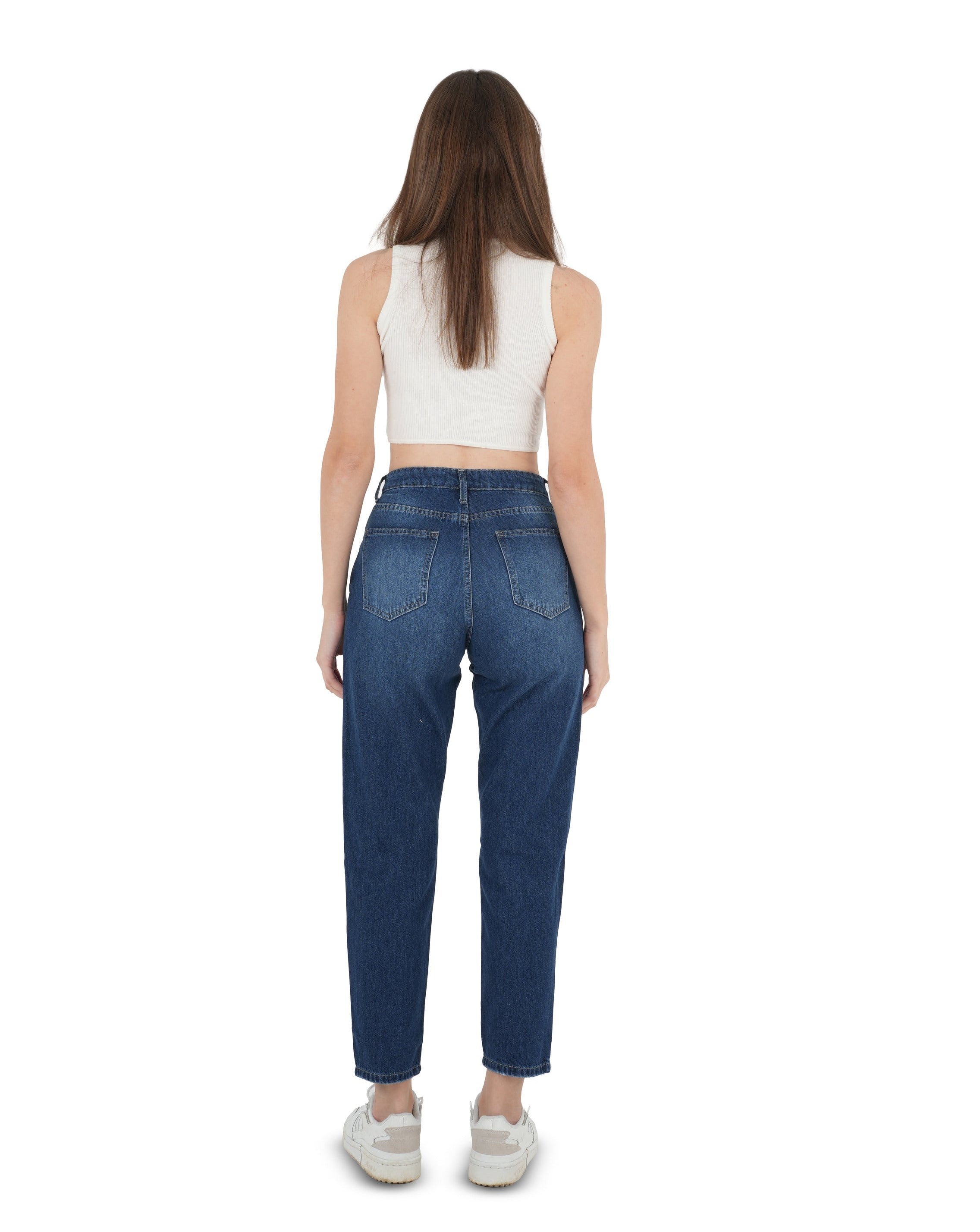 High-Waist Dark Wash Mom Fit Jeans