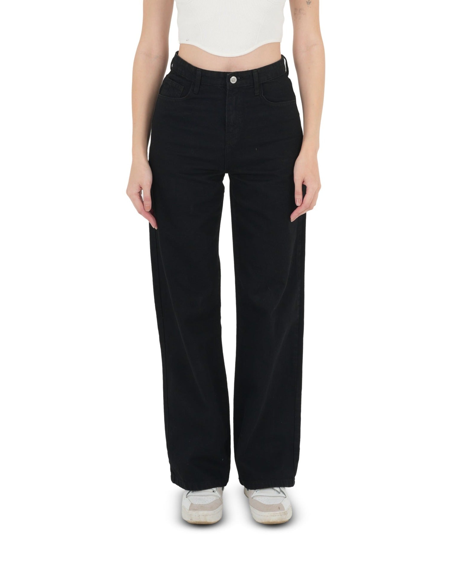 High-Waist Black Wide Leg Jeans - Lioroucci