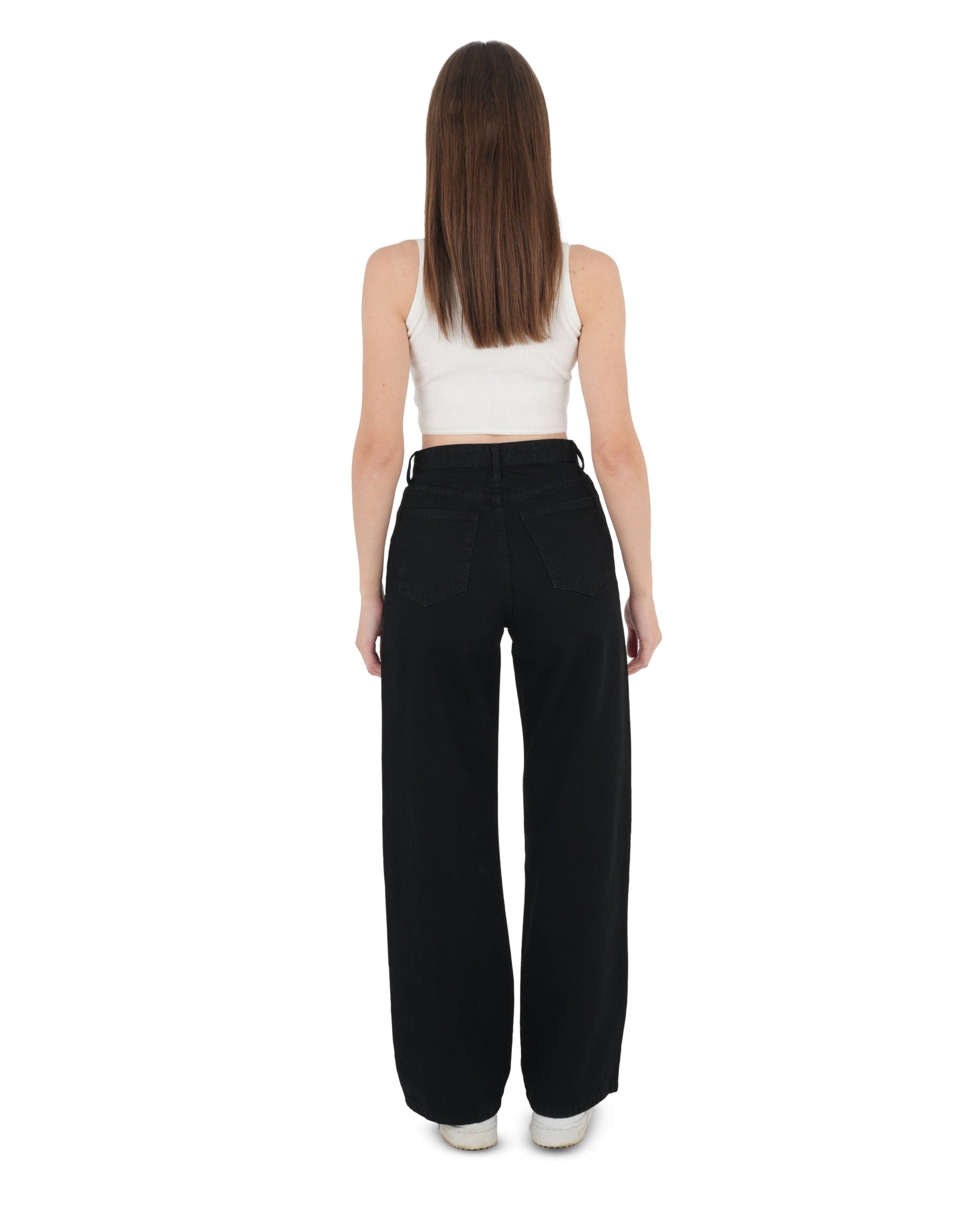 High-Waist Black Wide Leg Jeans - Lioroucci