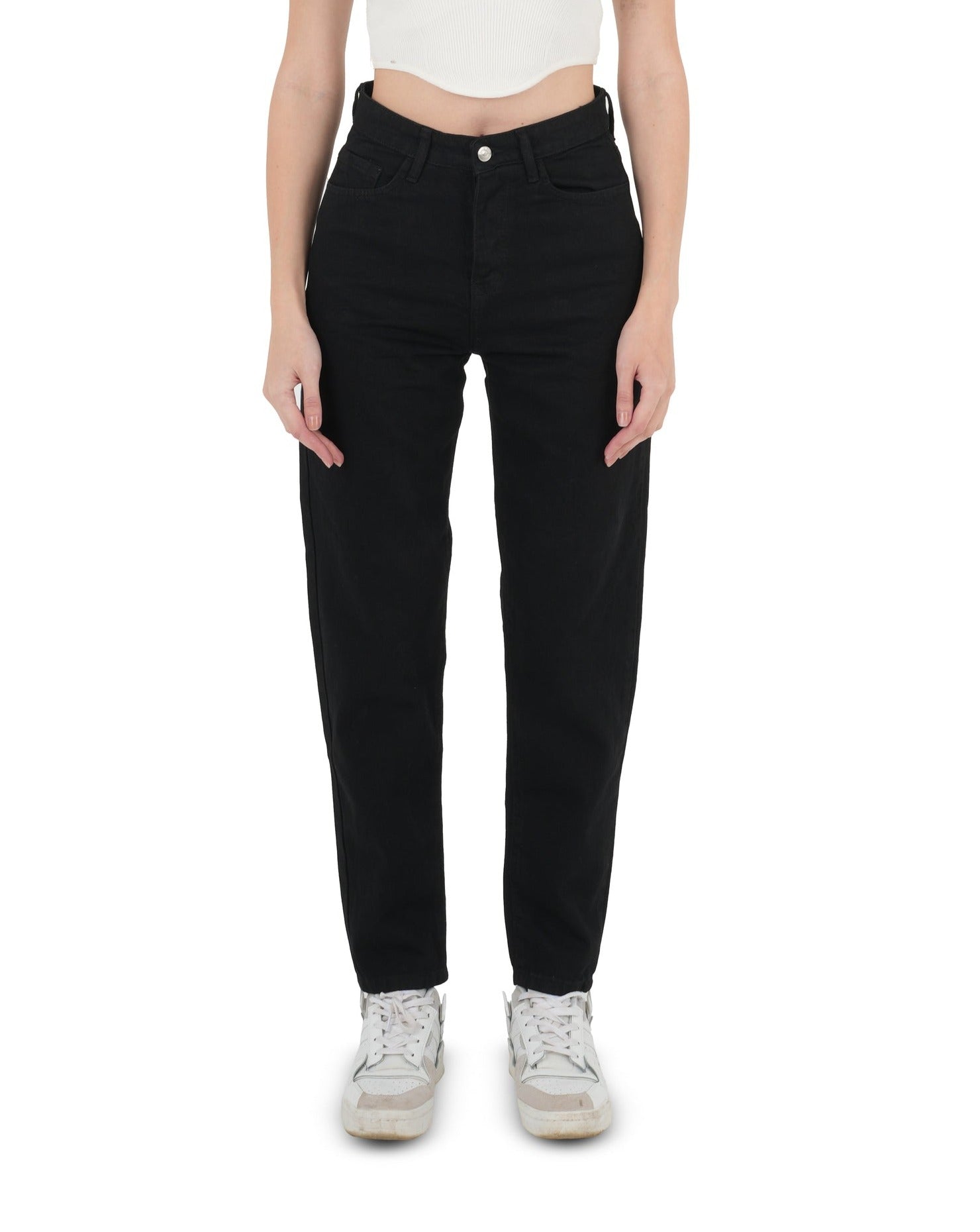 High-Waist Black Mom Fit Jeans