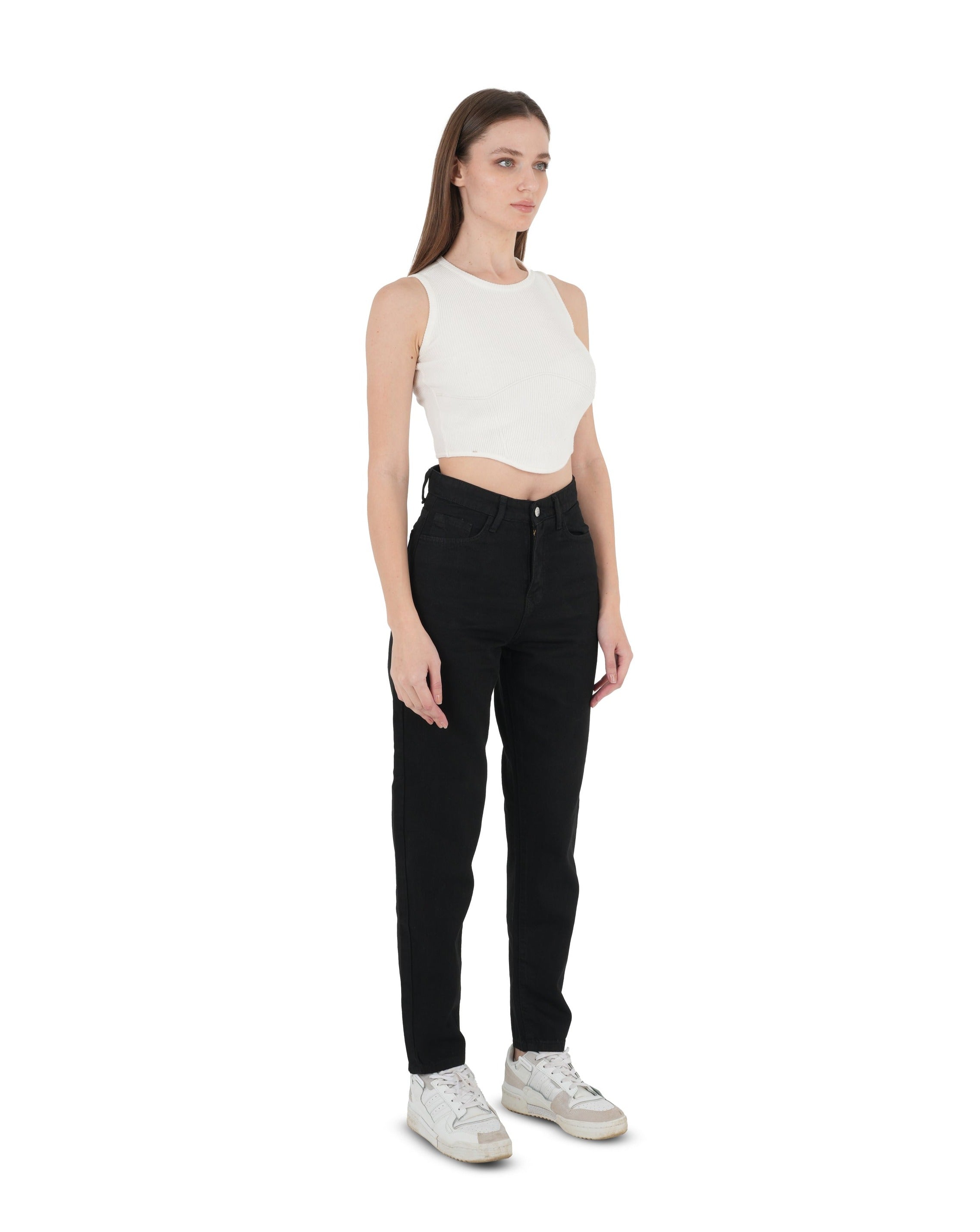 High-Waist Black Mom Fit Jeans