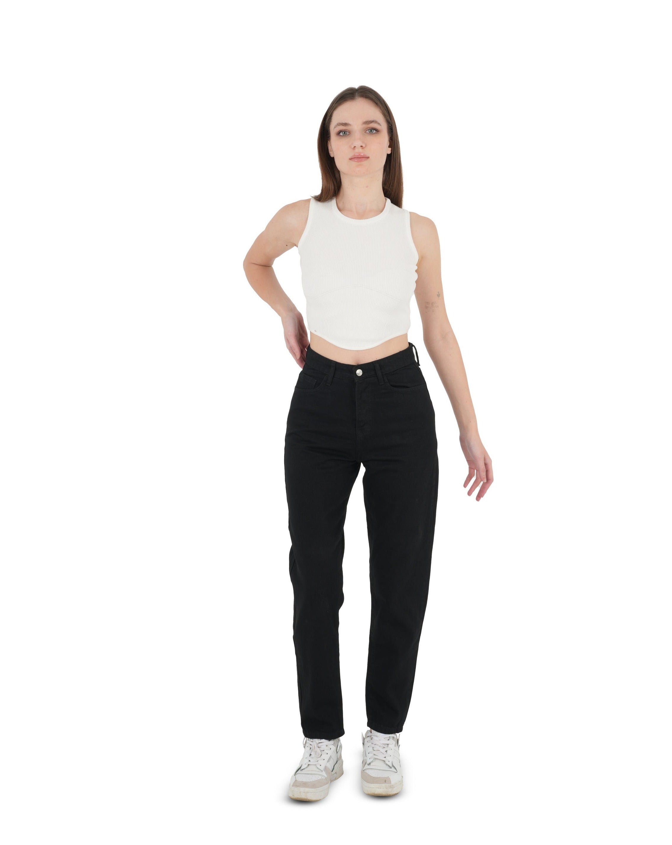 High-Waist Black Mom Fit Jeans