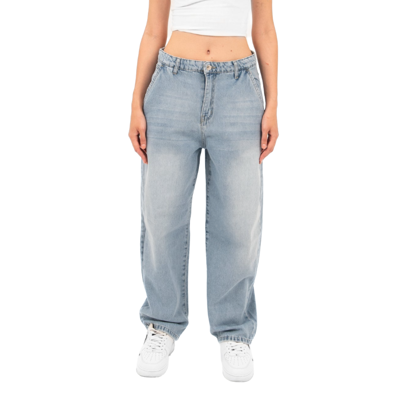 High-Waist Light Wash Balloon Jeans - Lioroucci