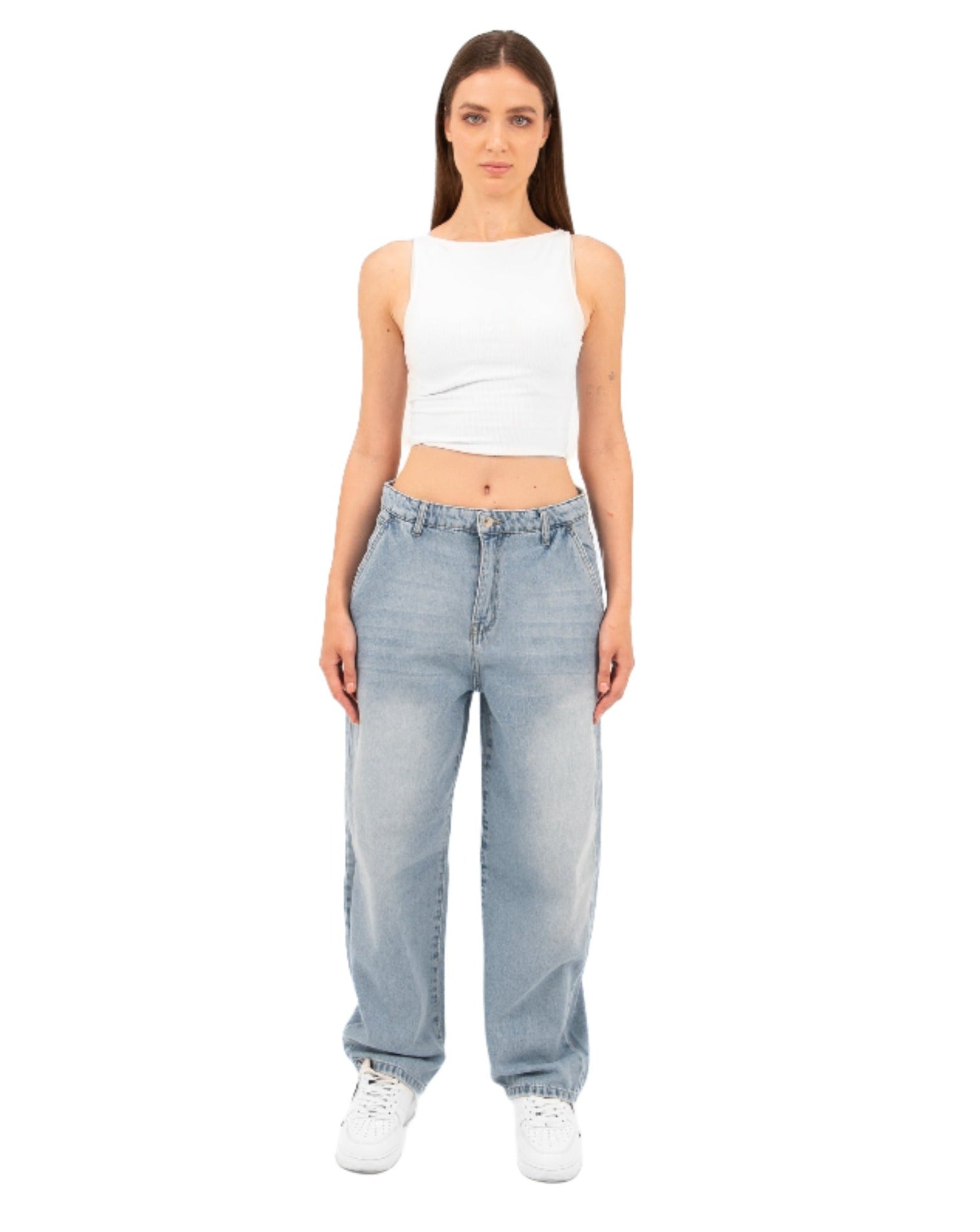 High-Waist Light Wash Balloon Jeans - Lioroucci