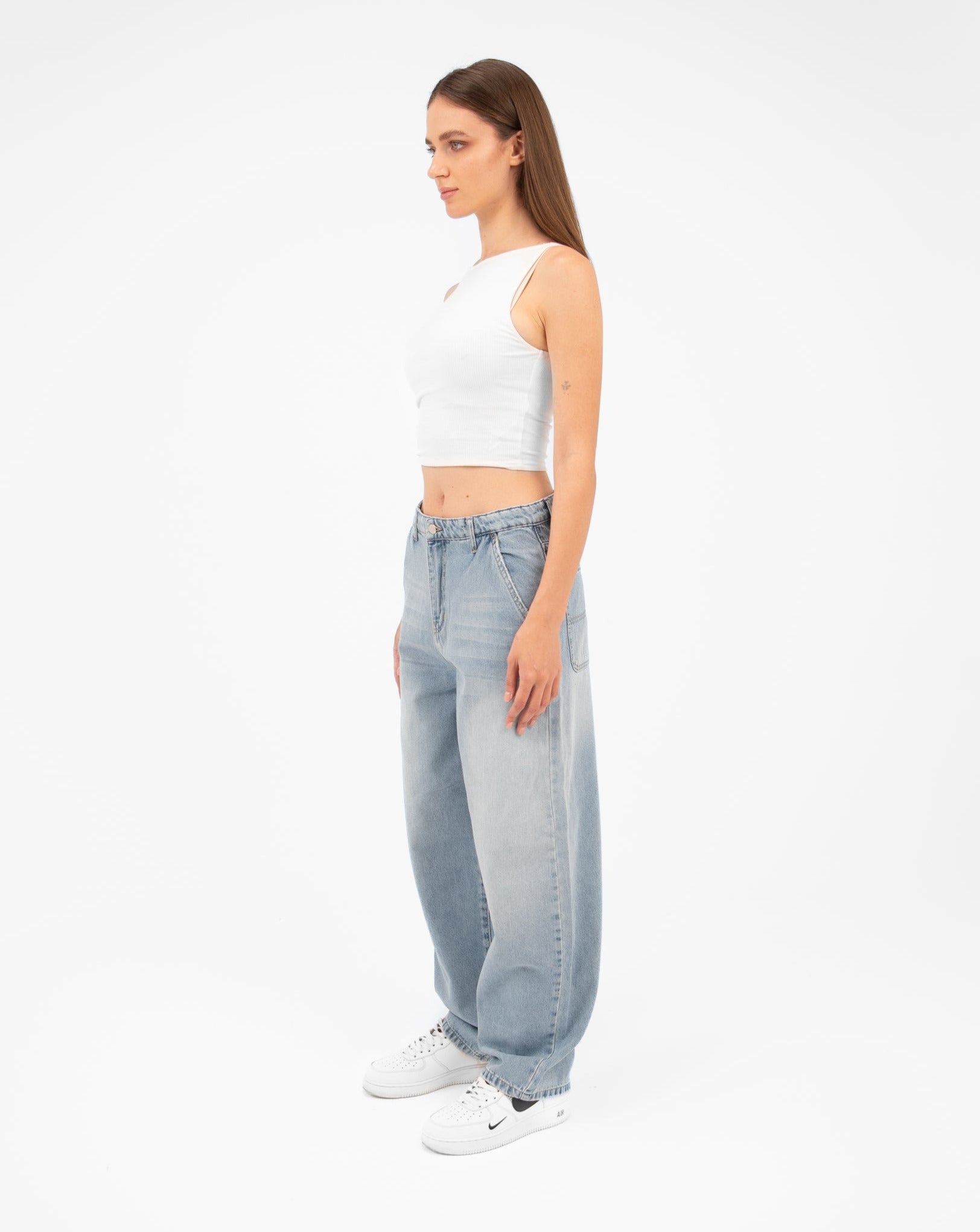 High-Waist Light Wash Balloon Jeans - Lioroucci