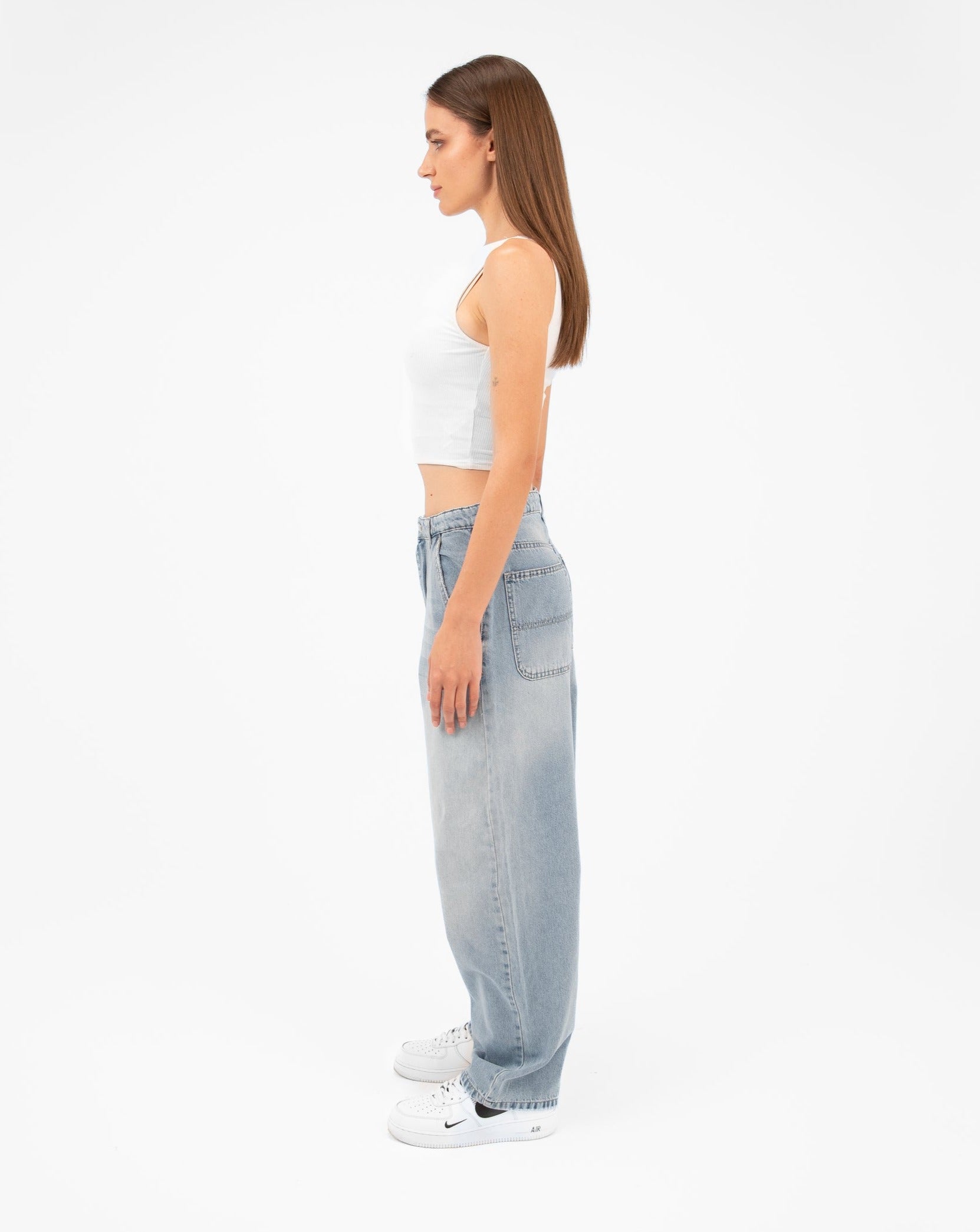 High-Waist Light Wash Balloon Jeans - Lioroucci