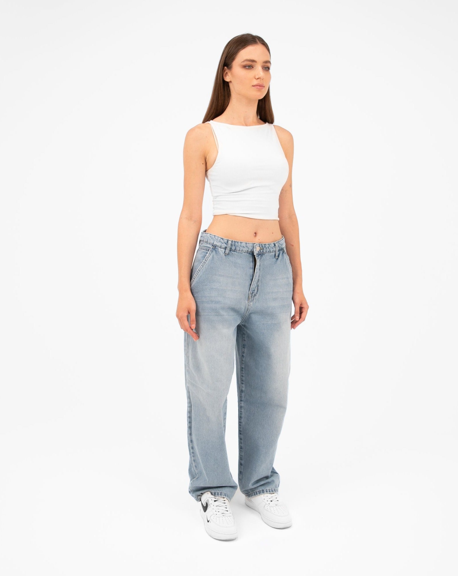 High-Waist Light Wash Balloon Jeans - Lioroucci