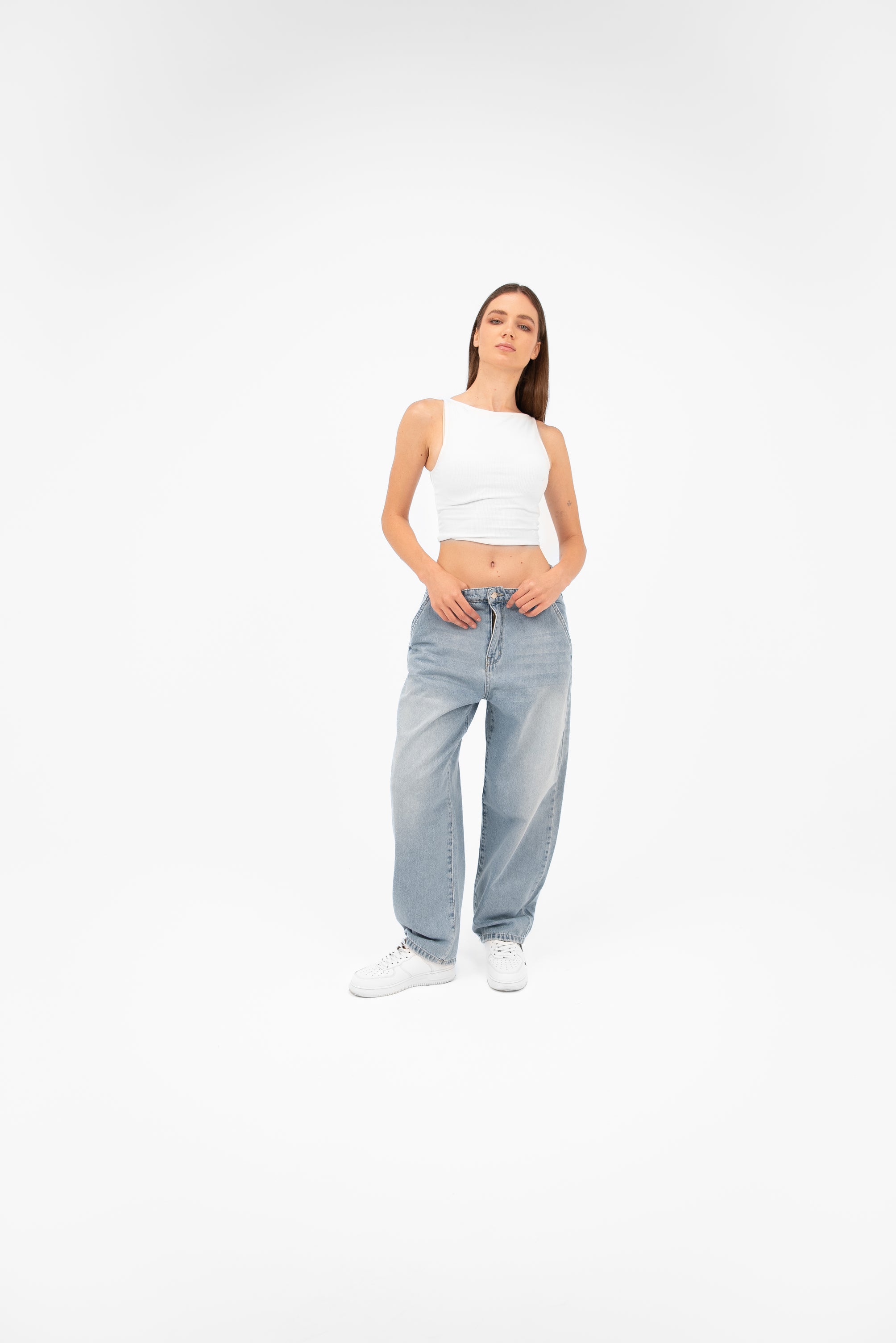 High-Waist Light Wash Balloon Jeans - Lioroucci