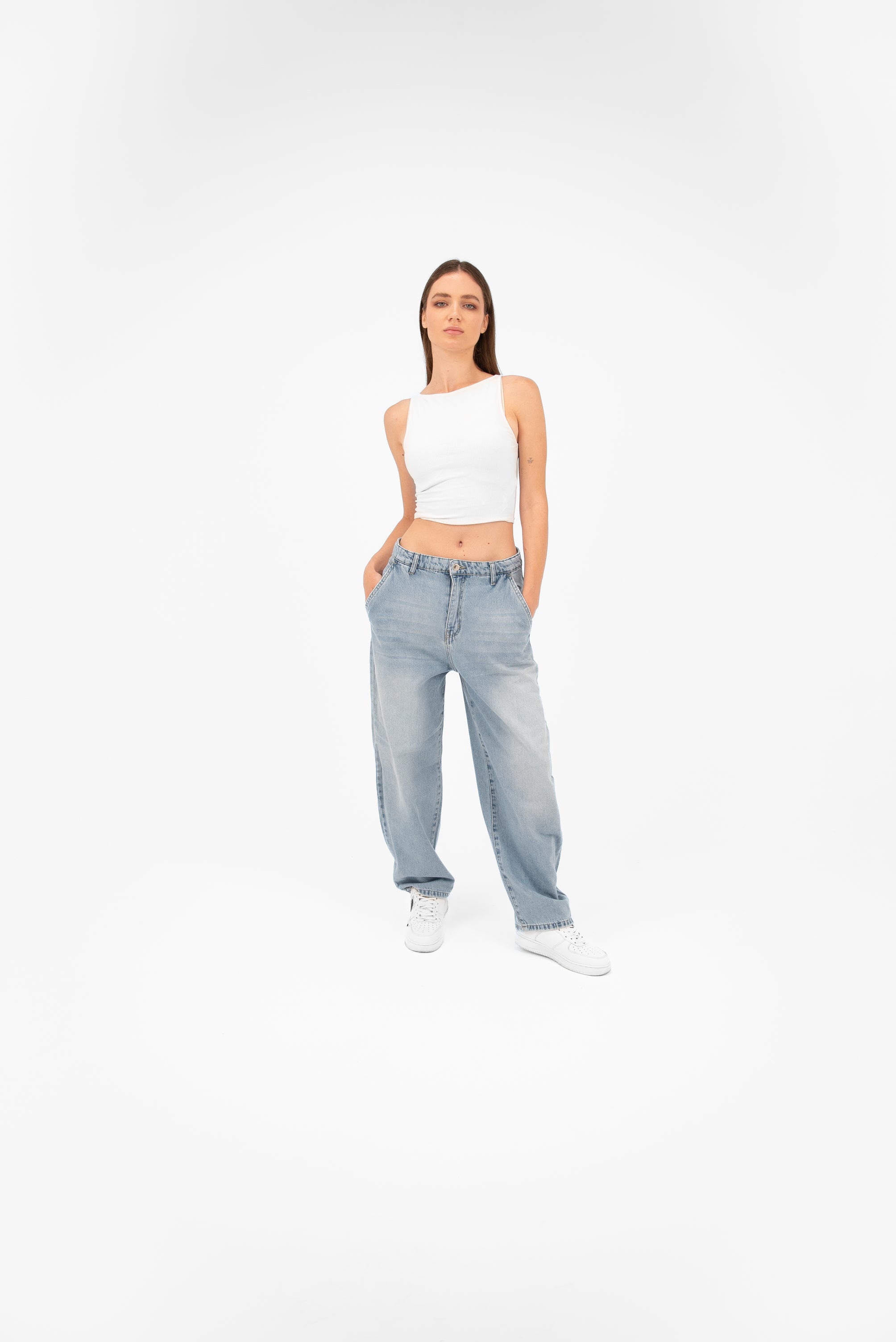 High-Waist Light Wash Balloon Jeans - Lioroucci