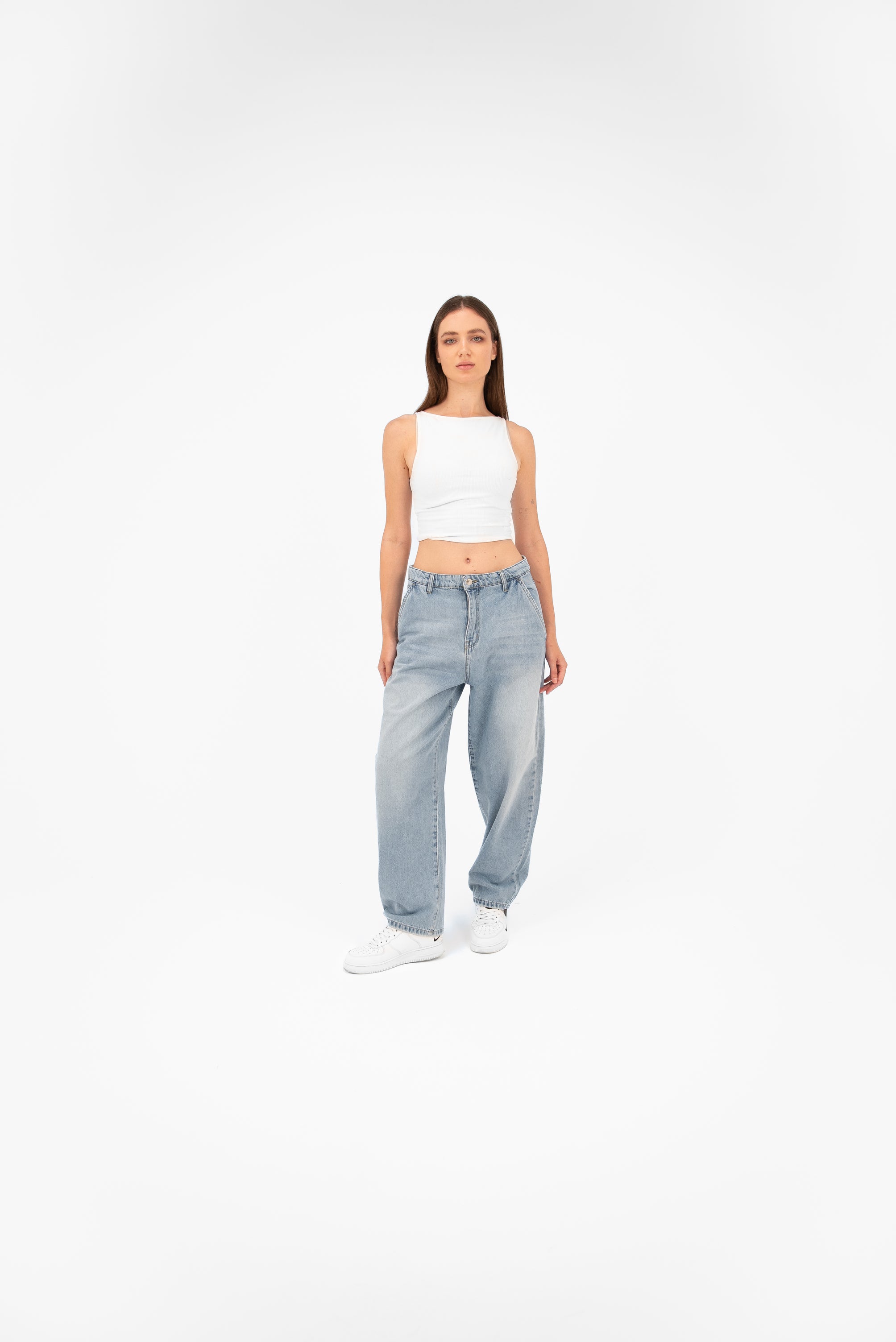 High-Waist Light Wash Balloon Jeans - Lioroucci