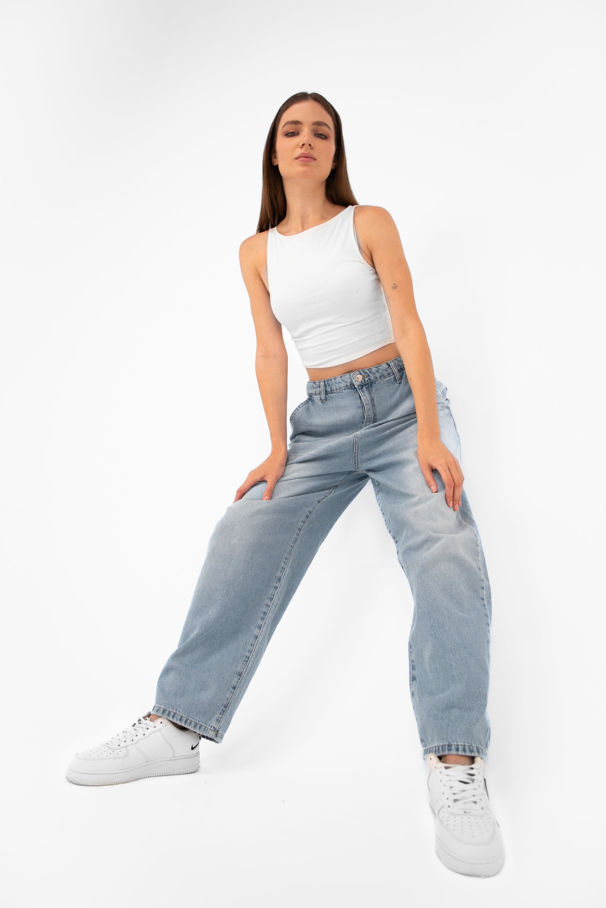 High-Waist Light Wash Balloon Jeans - Lioroucci