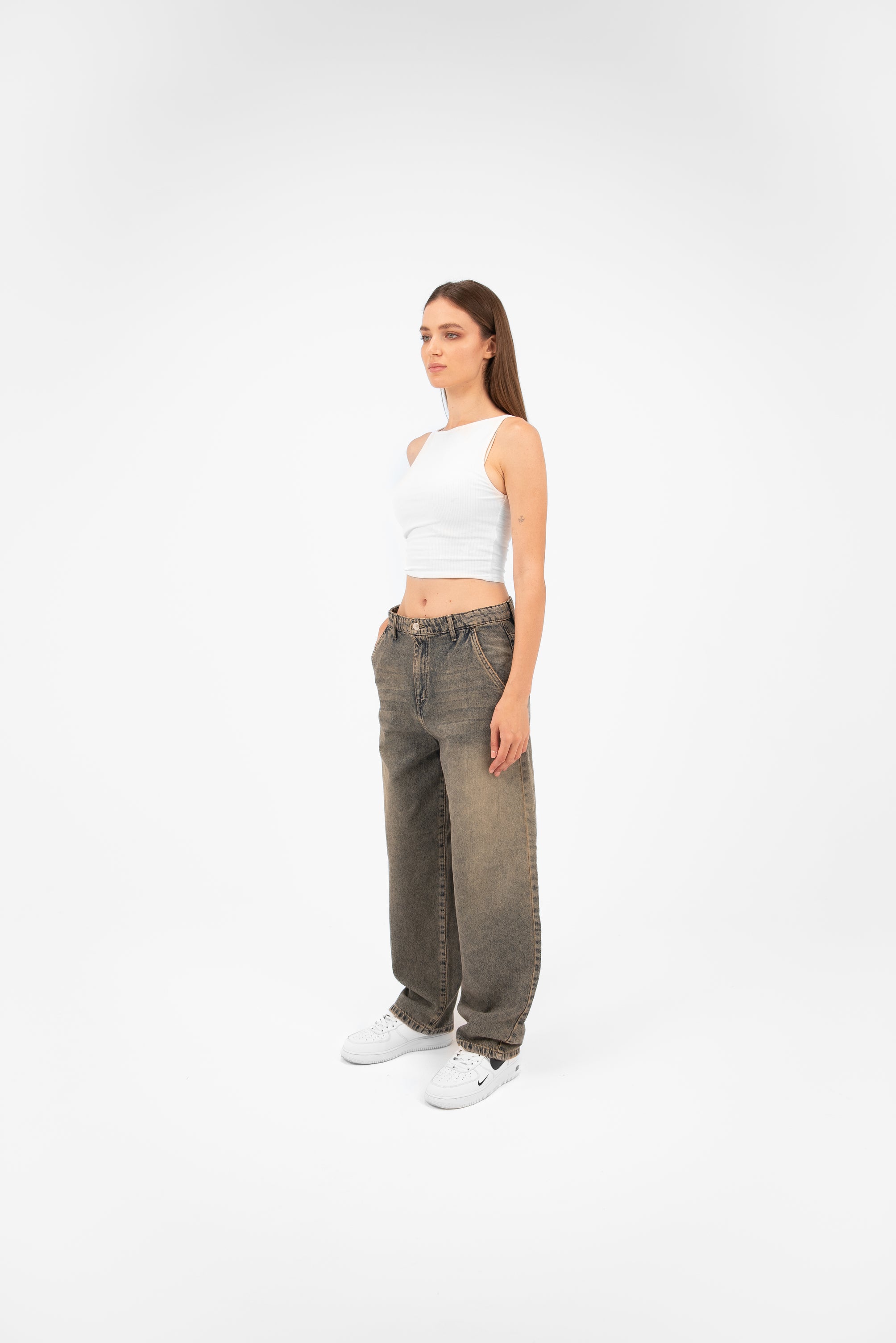 High-Waist Acid Wash Balloon Jeans - Lioroucci