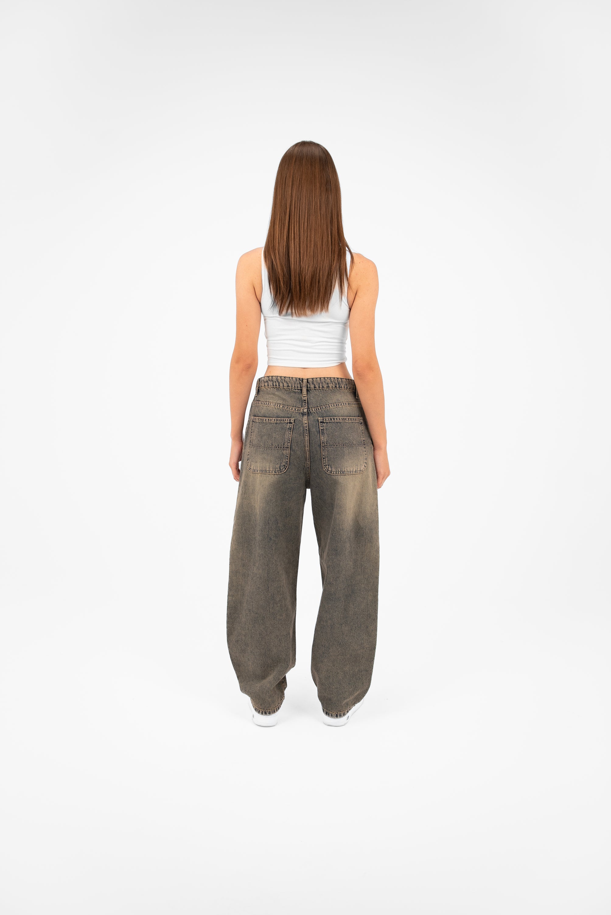 High-Waist Acid Wash Balloon Jeans - Lioroucci