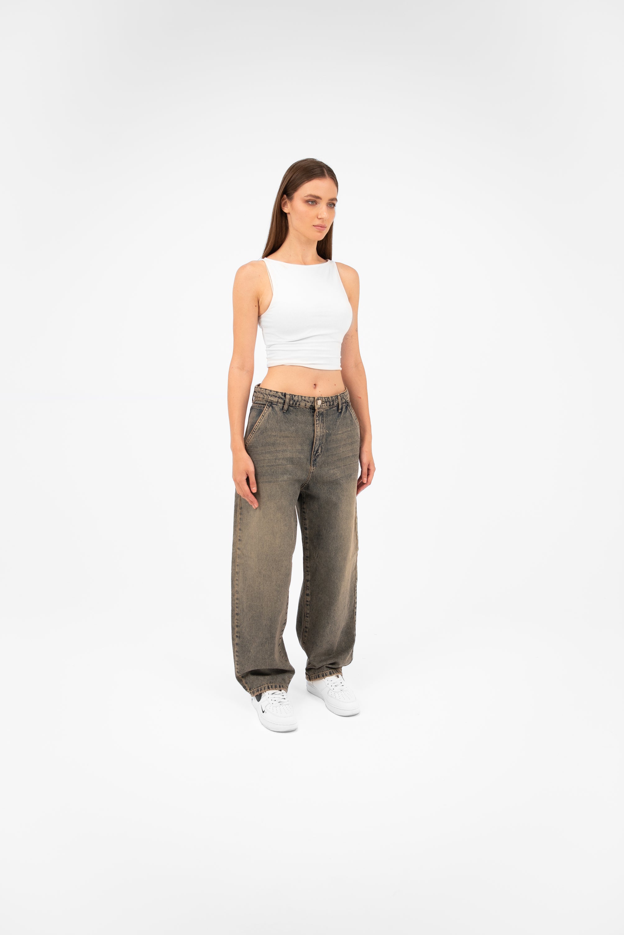 High-Waist Acid Wash Balloon Jeans - Lioroucci