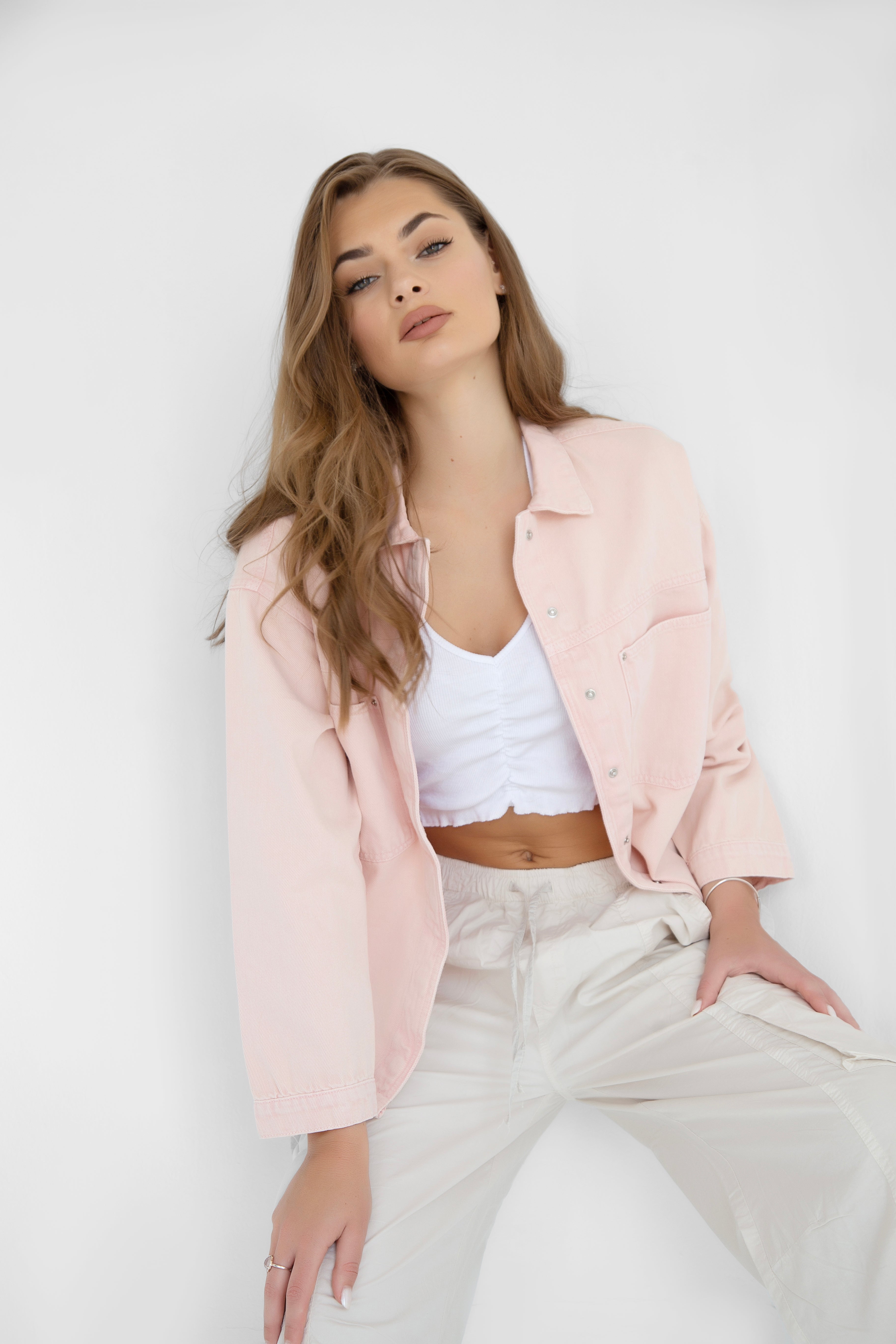 Oversized Baby Pink Denim Overshirt - Lioroucci