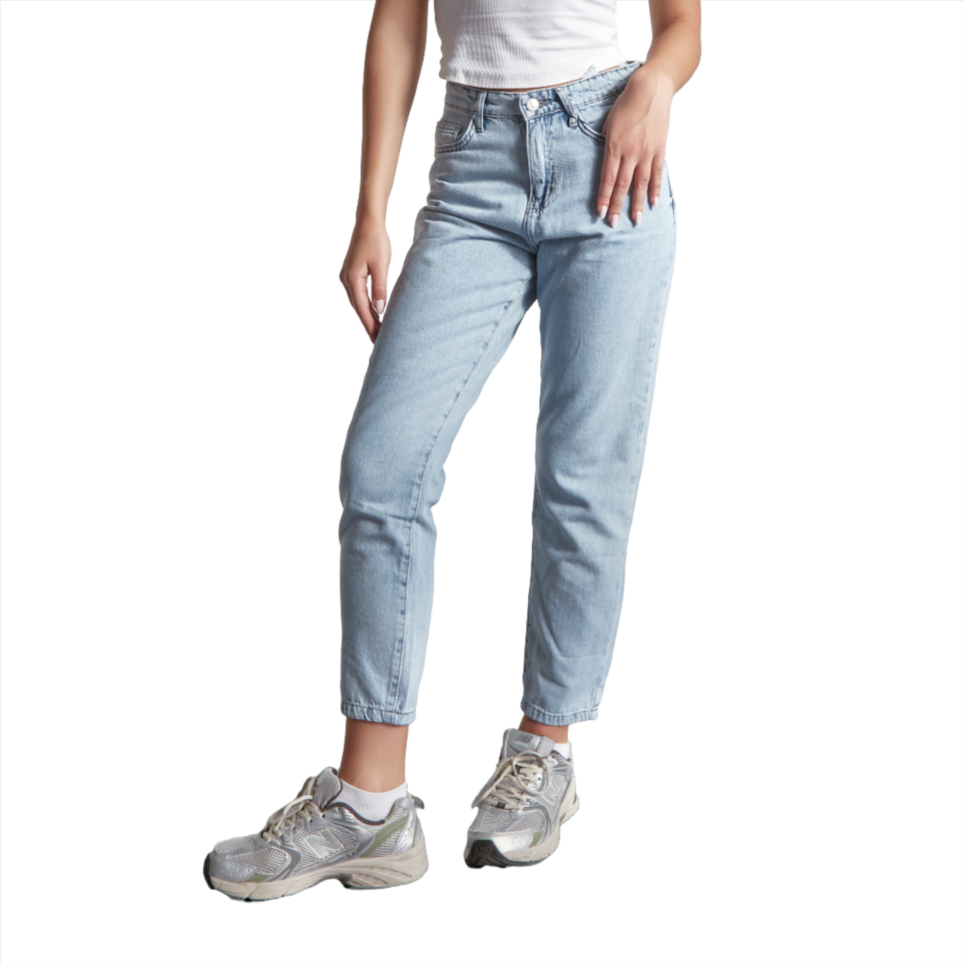 High waisted light wash mom fit jeans - Lioroucci