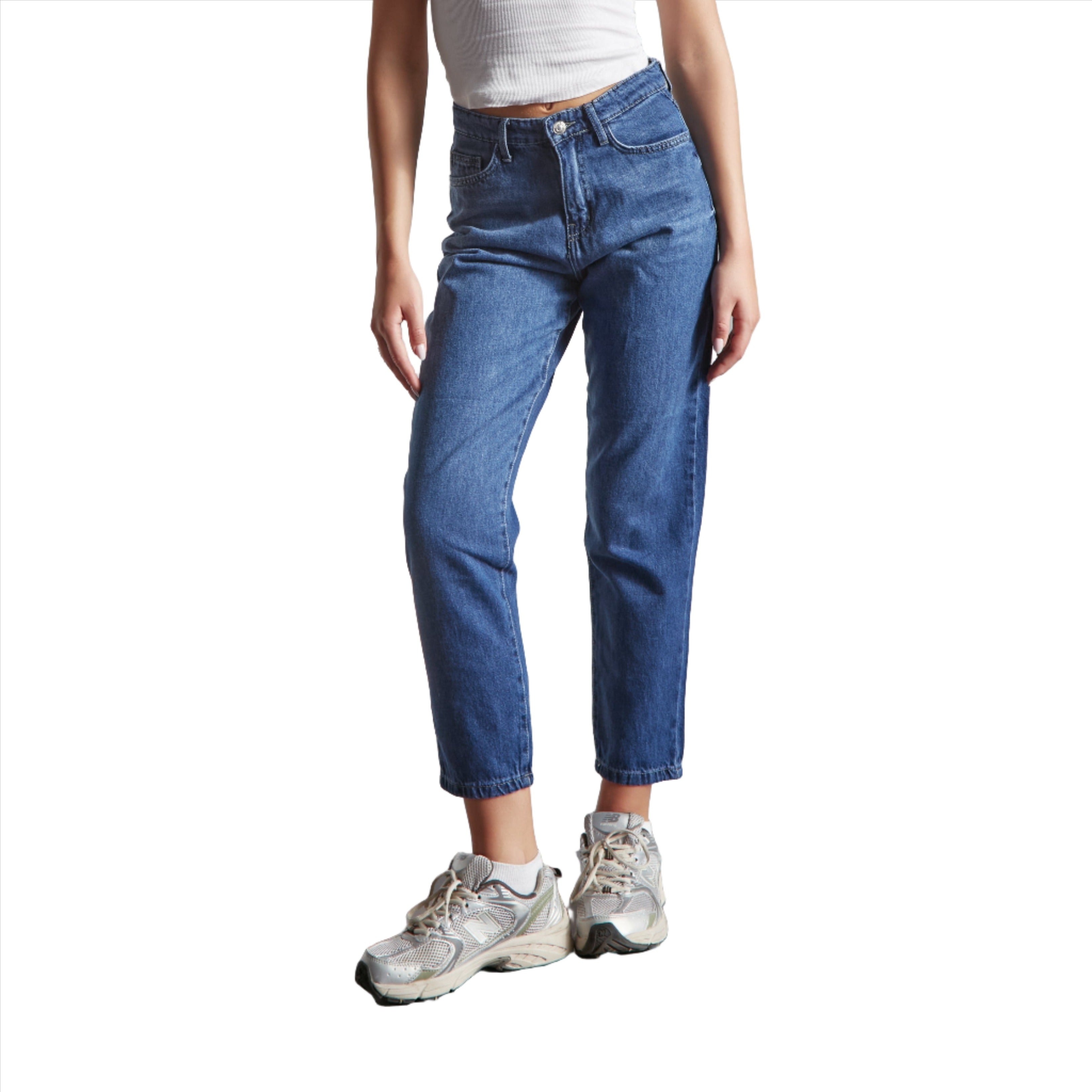 High waisted blue mom fit jeans - Lioroucci