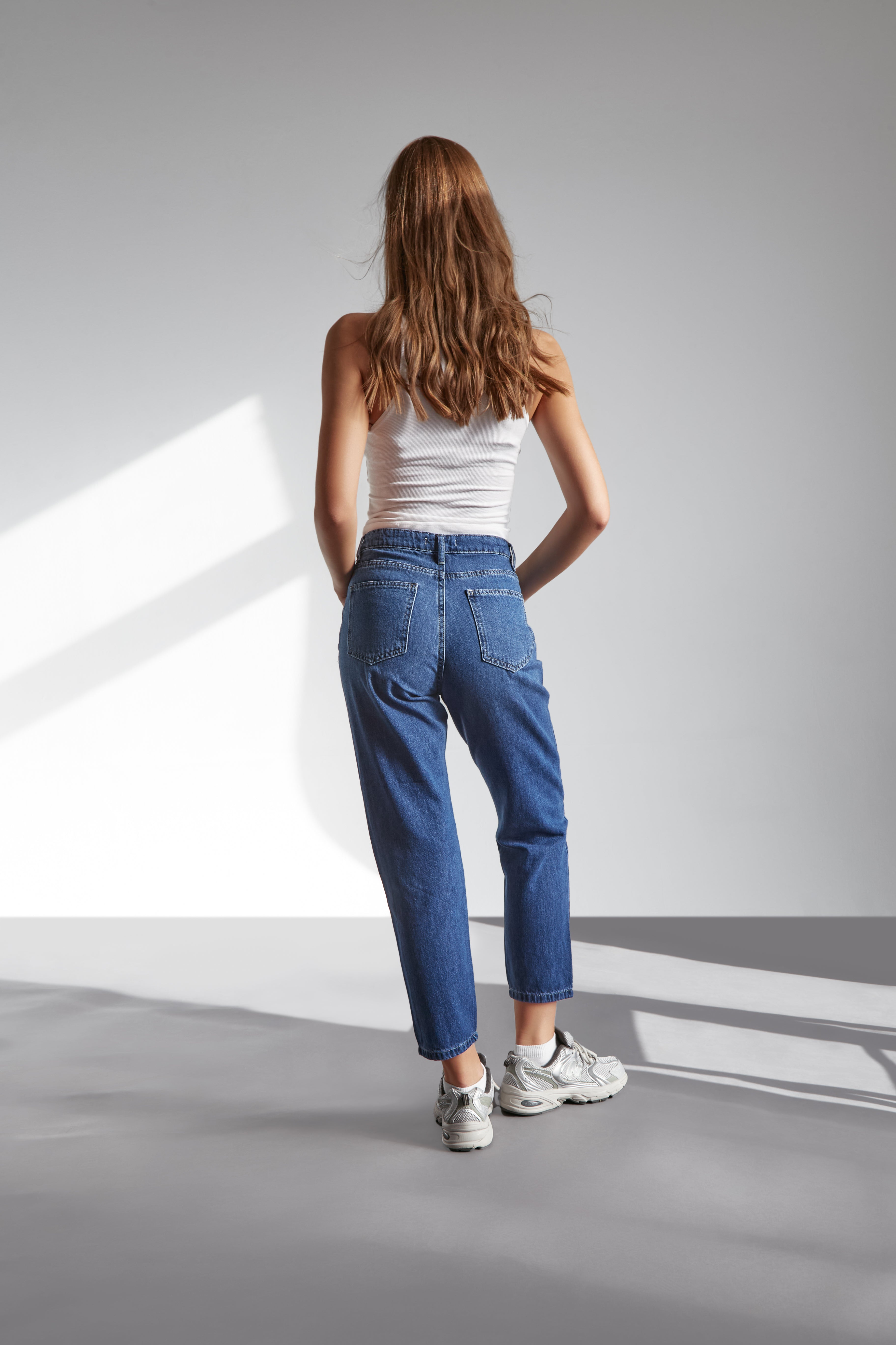 High waisted blue mom fit jeans - Lioroucci