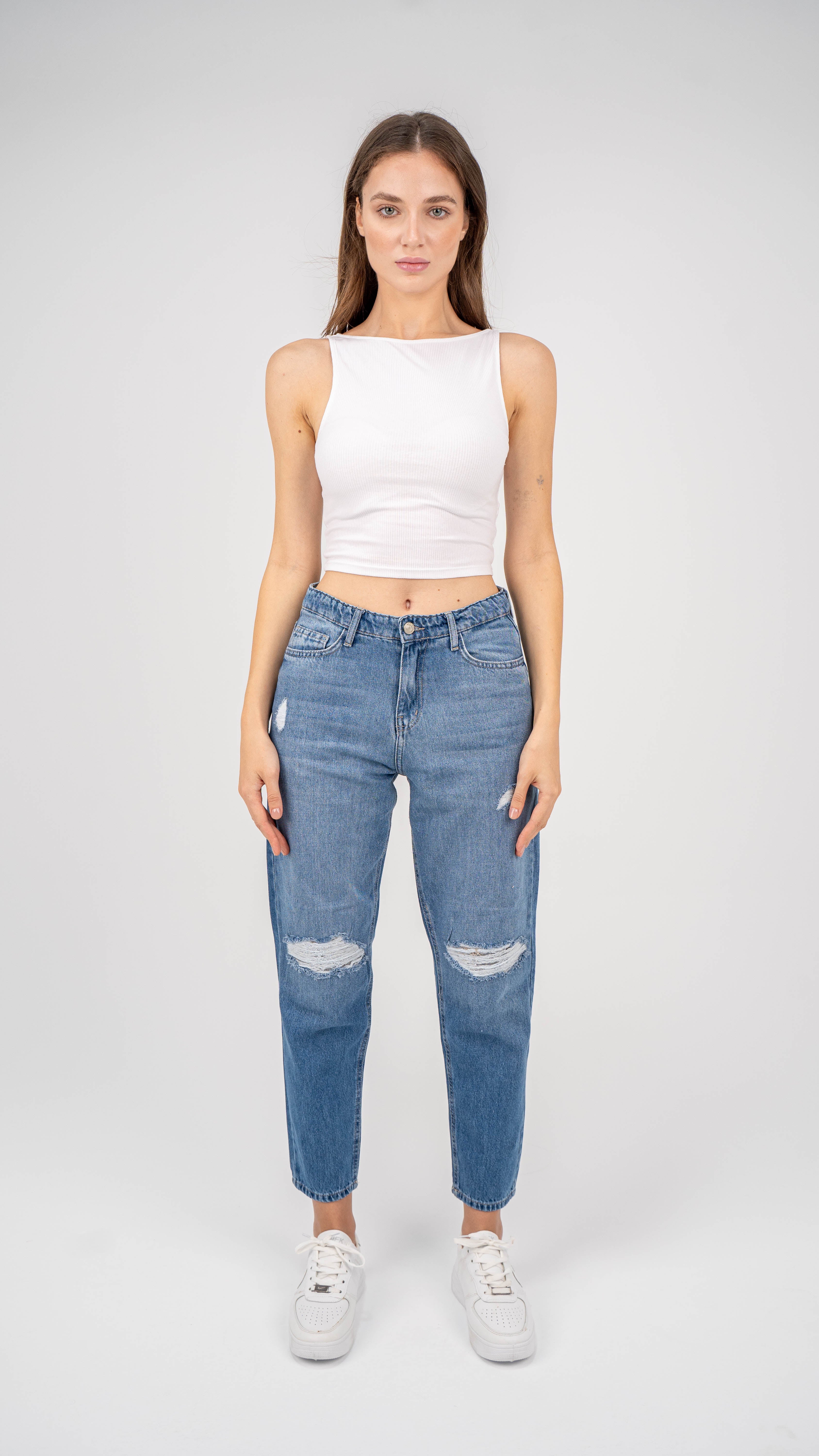 High-Waist Medium Mom Fit Jeans