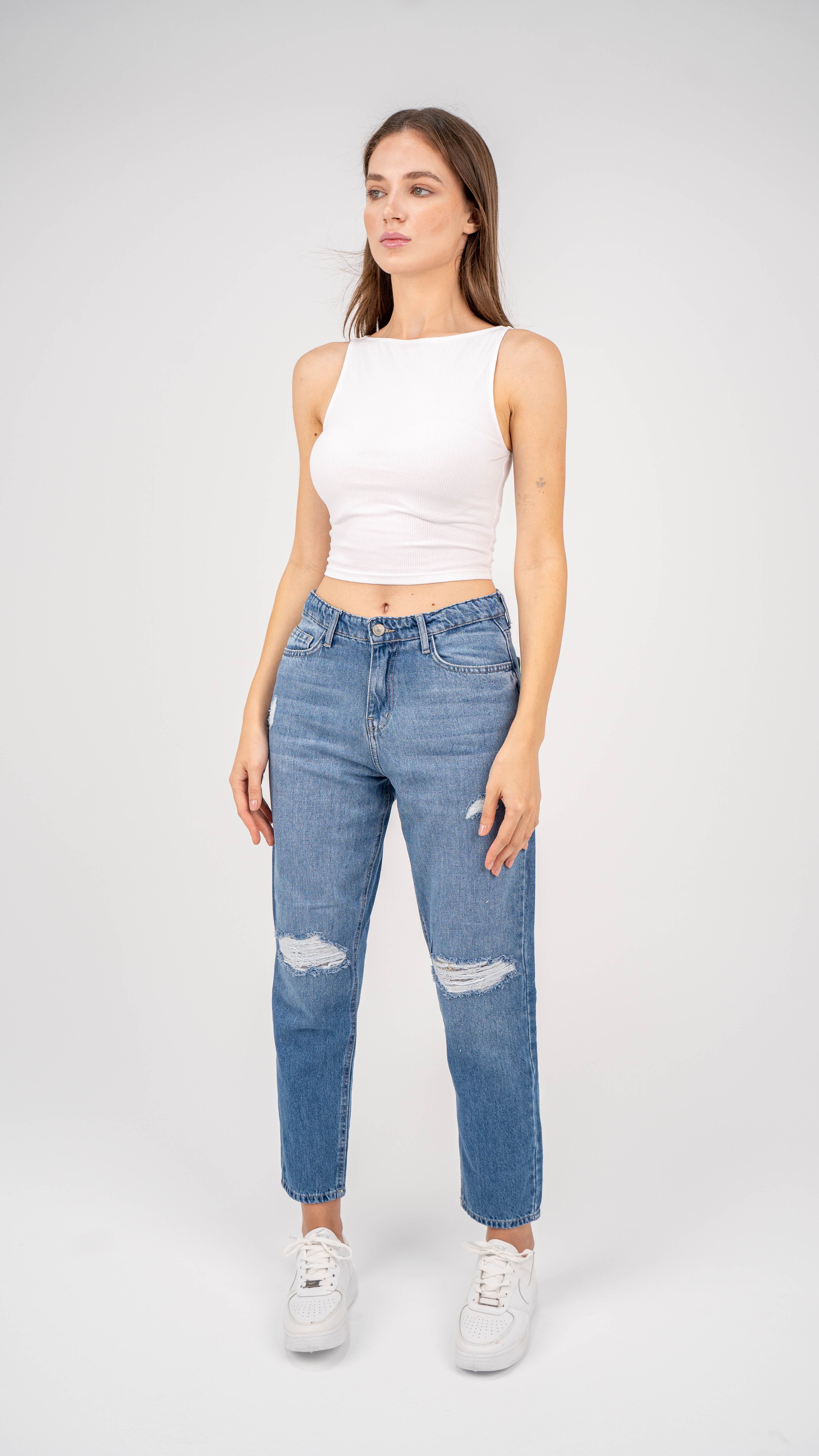 High-Waist Medium Mom Fit Jeans