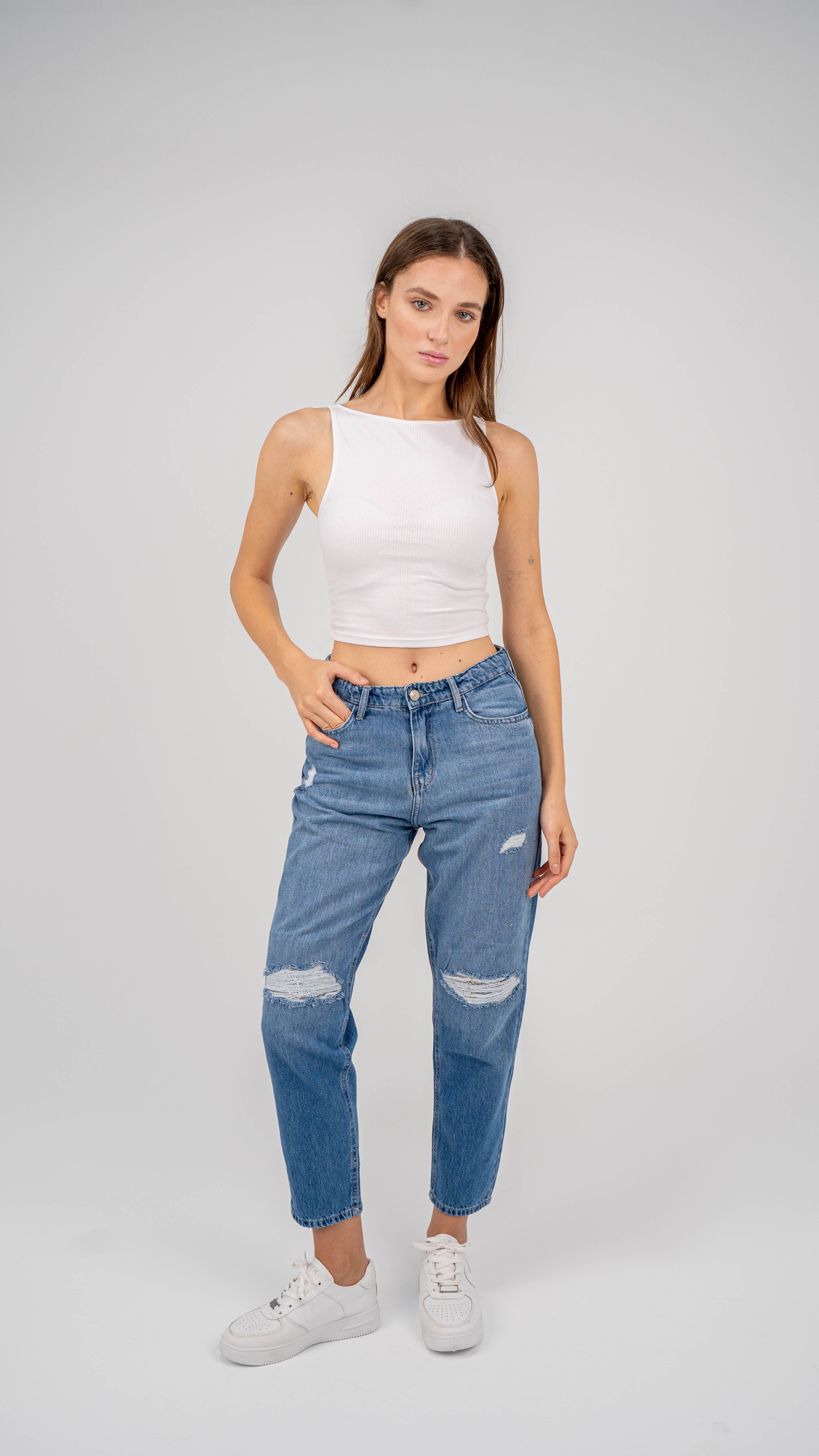 High-Waist Medium Mom Fit Jeans