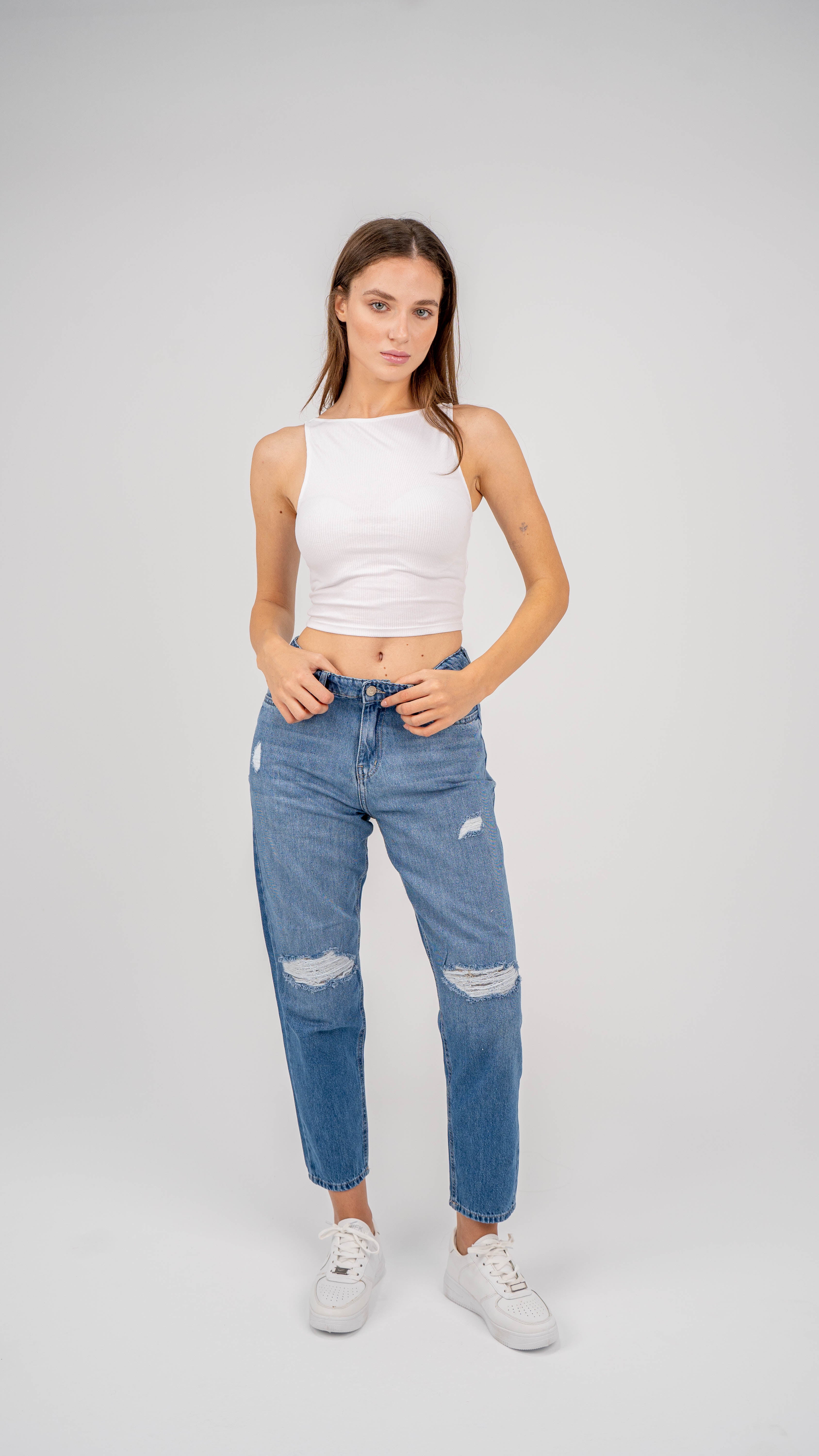 High-Waist Medium Mom Fit Jeans