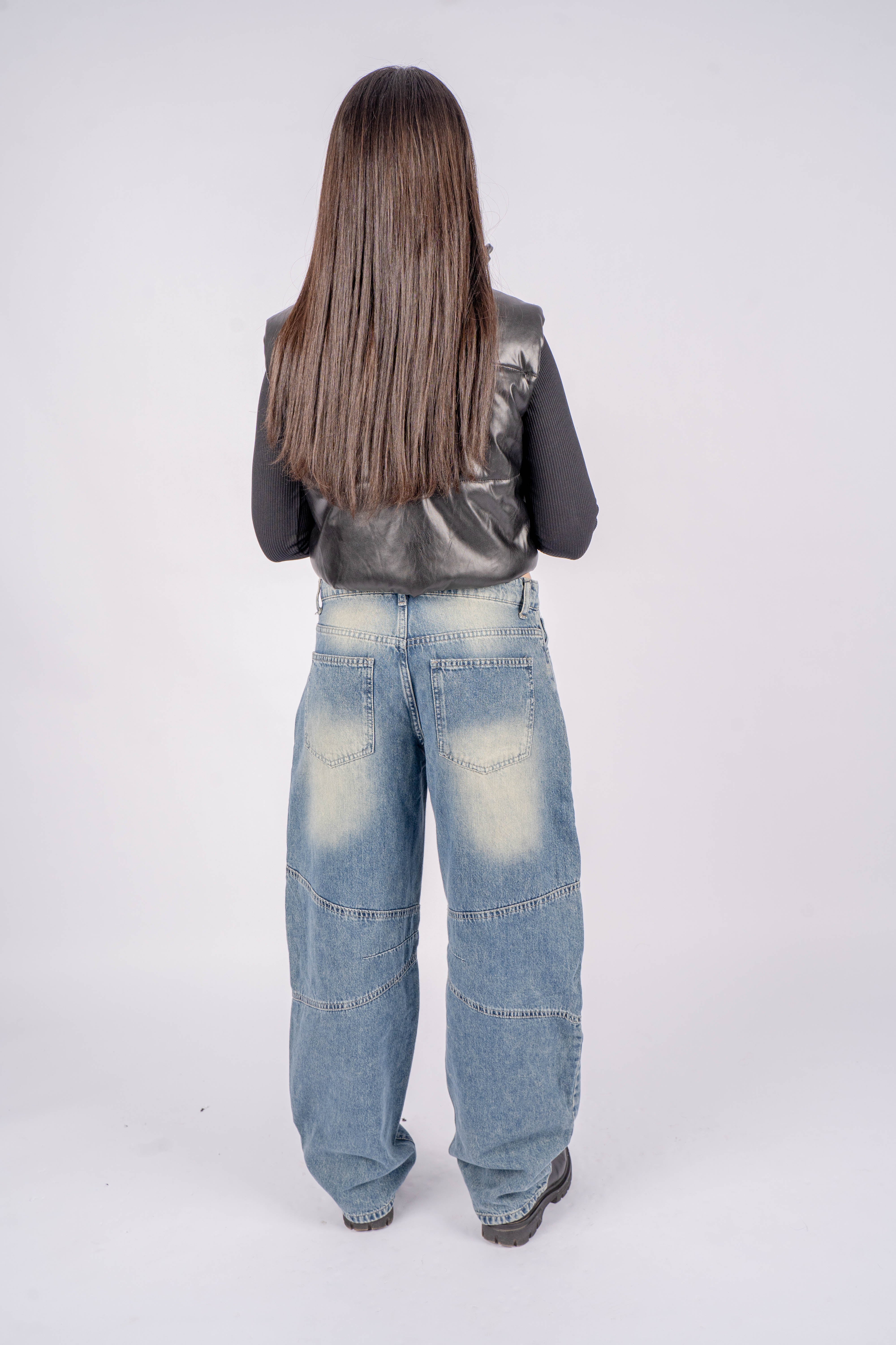 High-Waist Dirty  Wash Super Balloon Jeans