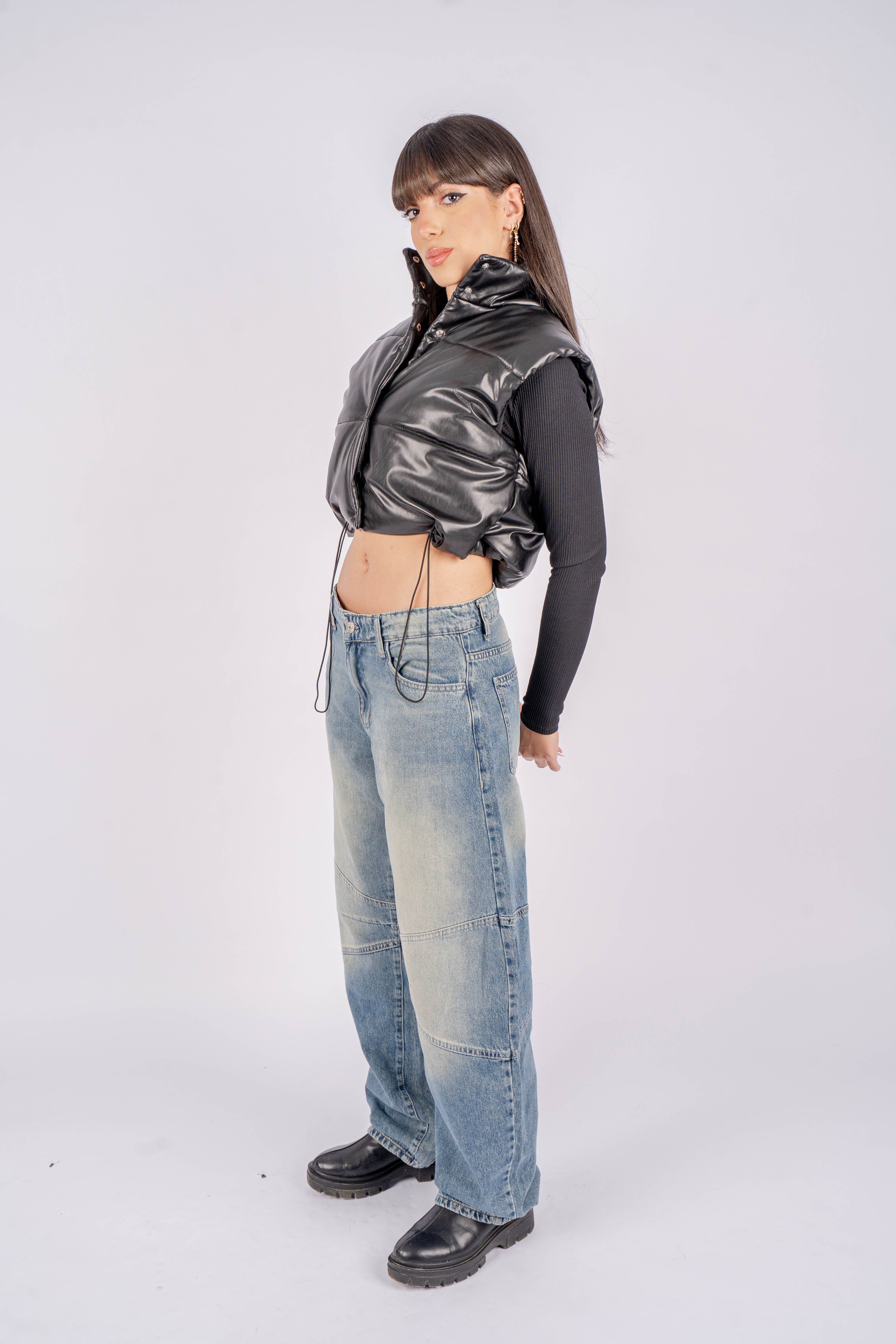 High-Waist Dirty  Wash Super Balloon Jeans