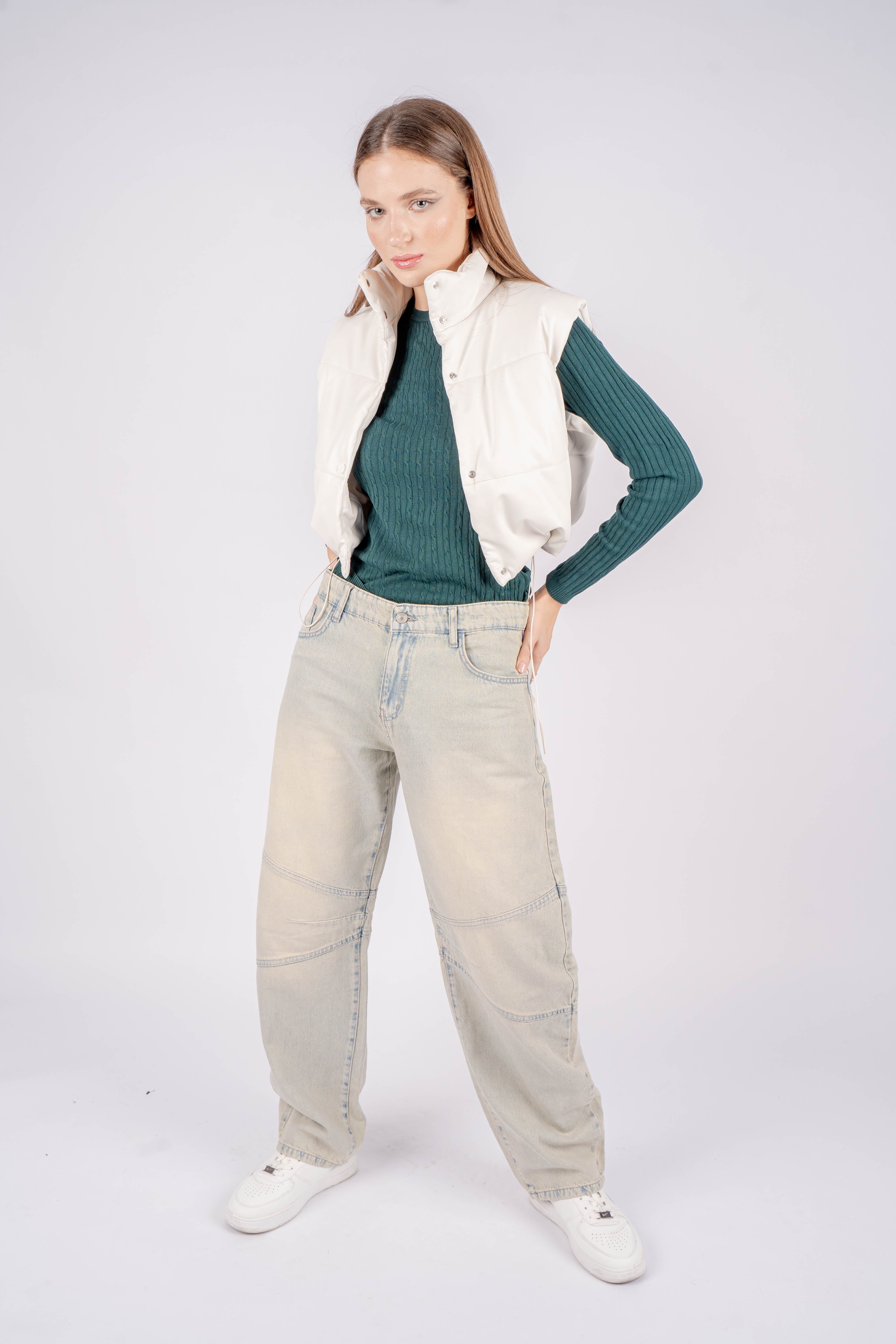 High-Waist Acid Wash Super Balloon Jeans