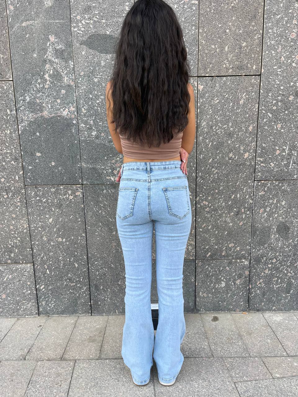 High-Waist Light Blue Flare Jeans