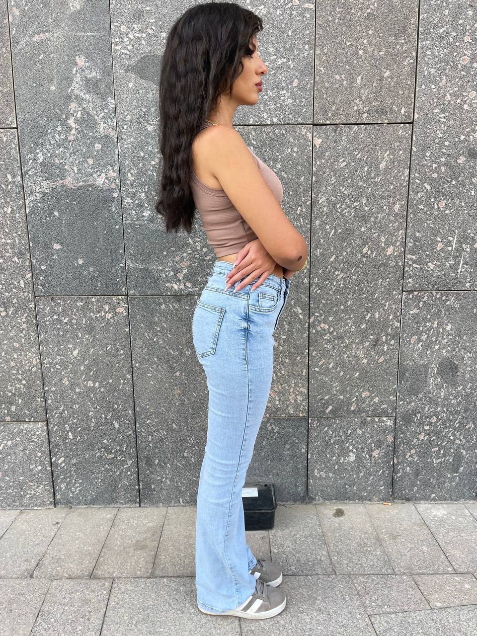 High-Waist Light Blue Flare Jeans